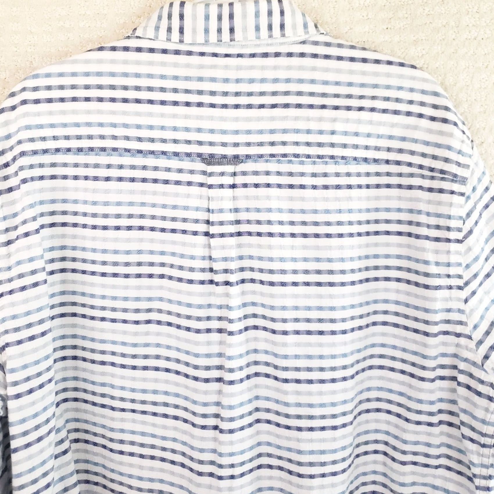 Carbon2Cobalt Carbon 2 Cobalt Shirt Mens XL White Multi-Blue Striped Button Up Long Sleeve Casual Workwear Size US XL / EU 56 / 4 - 6 Thumbnail