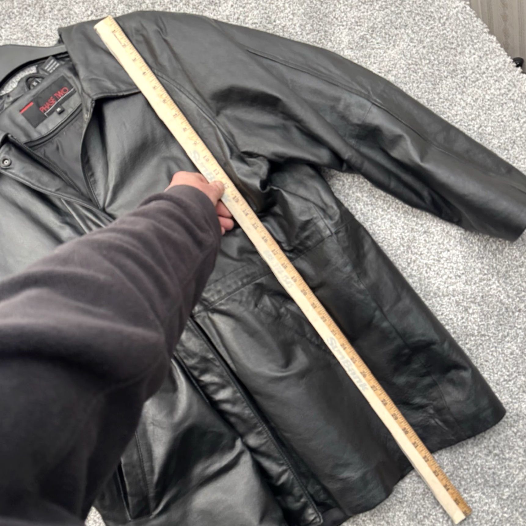 Vintage VINTAGE Phase Two Leather Coat Mens XL Black 90s Y2K Streetwear Overcoat Lined Pockets Zipper Casual Size US XL / EU 56 / 4 - 2 Thumbnail