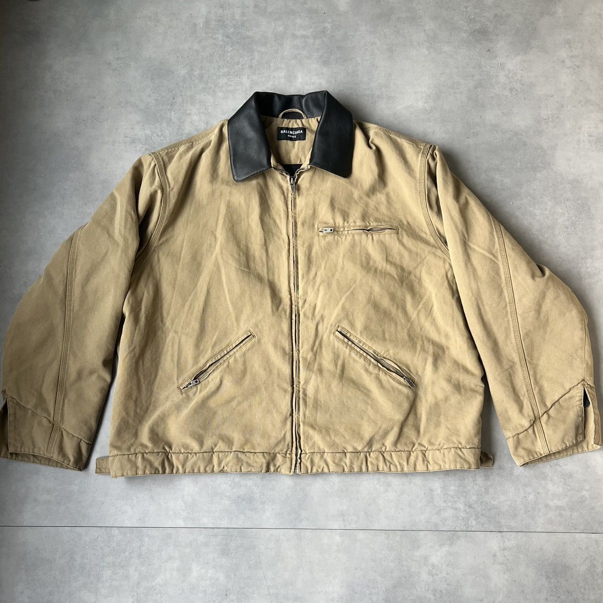 Balenciaga Balenciaga Leather Collar Workwear Jacket Size US M / EU 48-50 / 2 - 1 Thumbnail