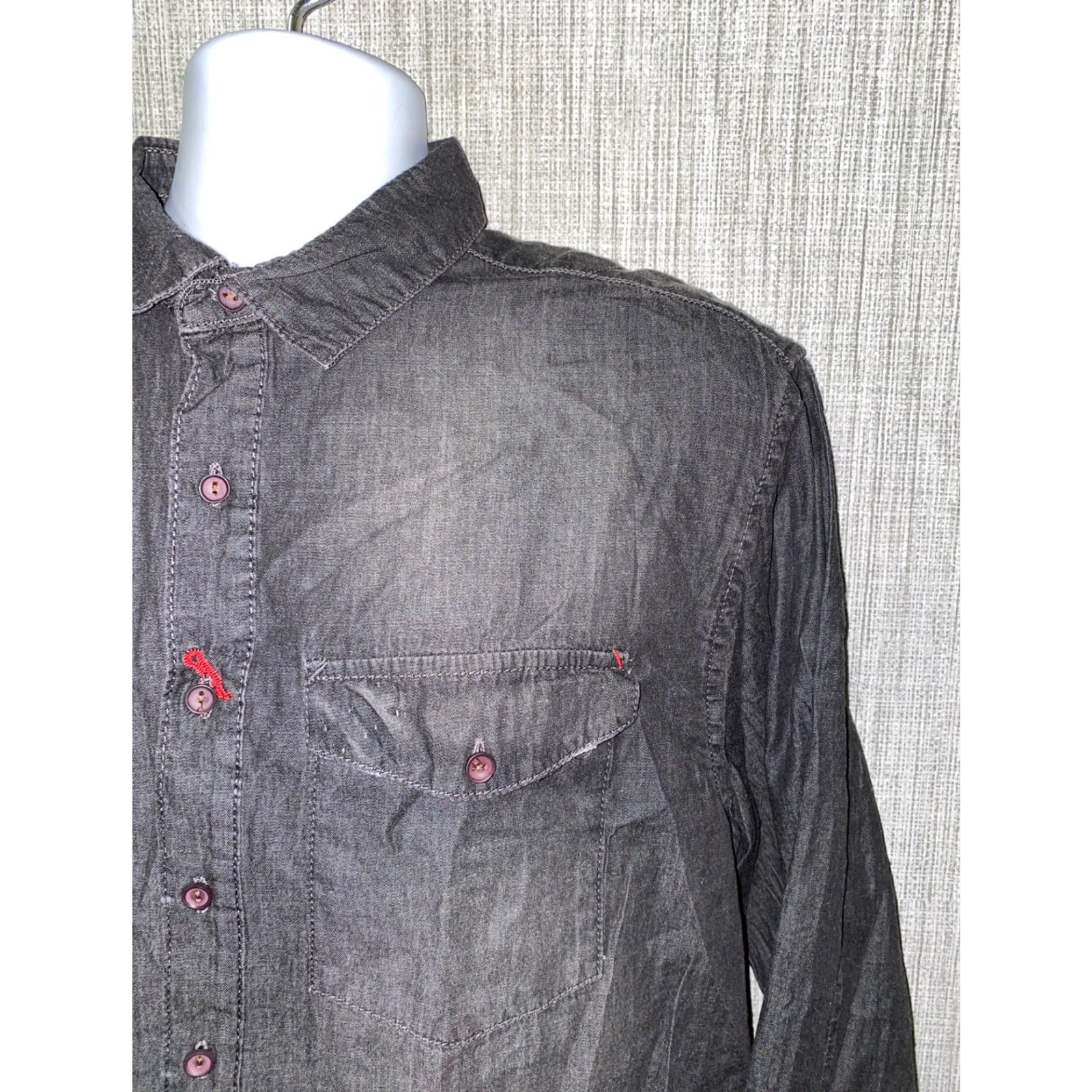 Vintage Jack South London Mens Gray Long Sleeve Button Front Shirt Size XL NWT Size US XL / EU 56 / 4 - 2 Thumbnail