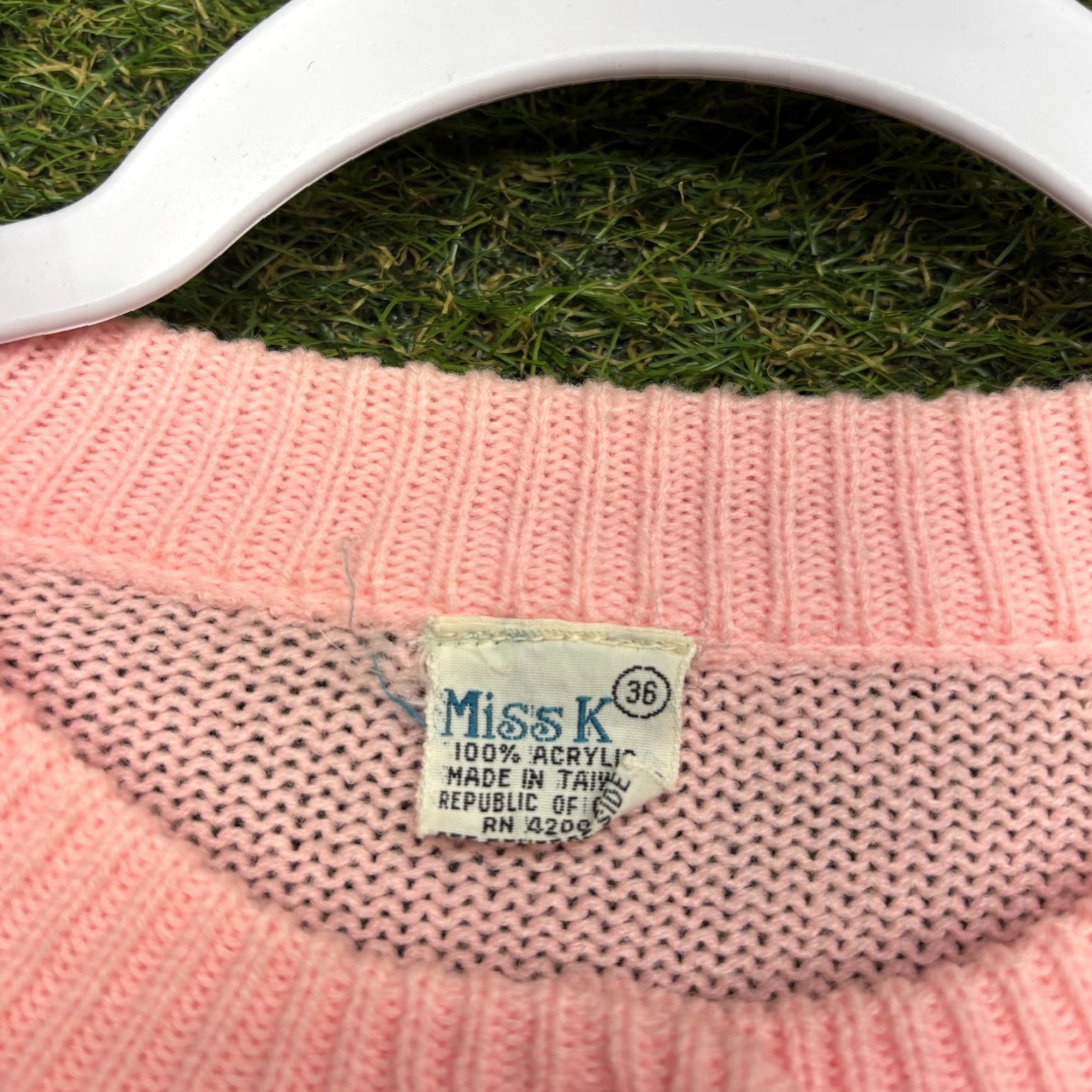 Vintage VINTAGE Miss K Pink Cable-Knit Cardigan Sweater Womens Small 80s Geometric Retro Size S / US 4 / IT 40 - 7 Thumbnail