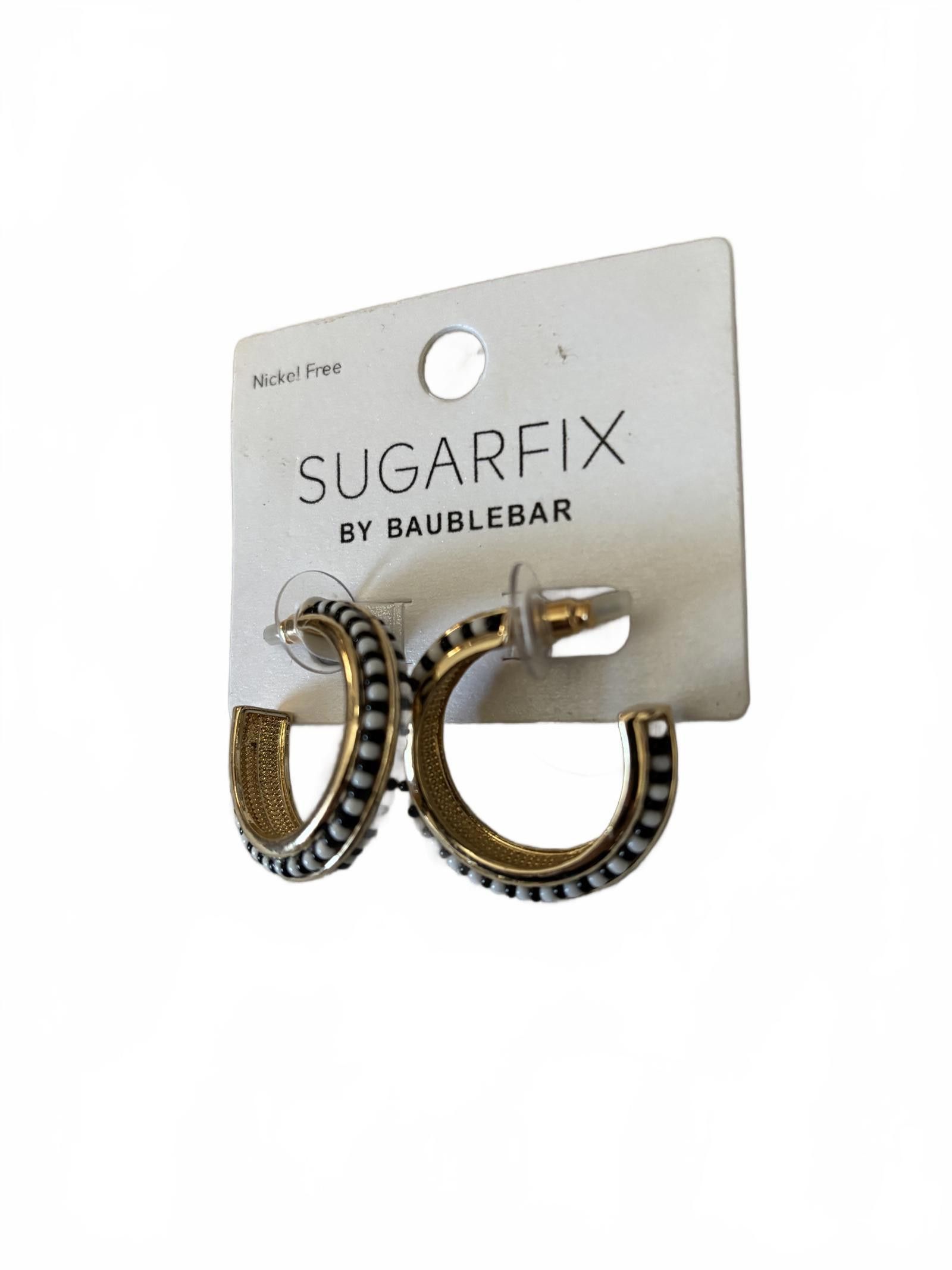 Designer NWT SUGARFIX by BaubleBar Gold and Black Hoop Earrings Size ONE SIZE - 2 Thumbnail