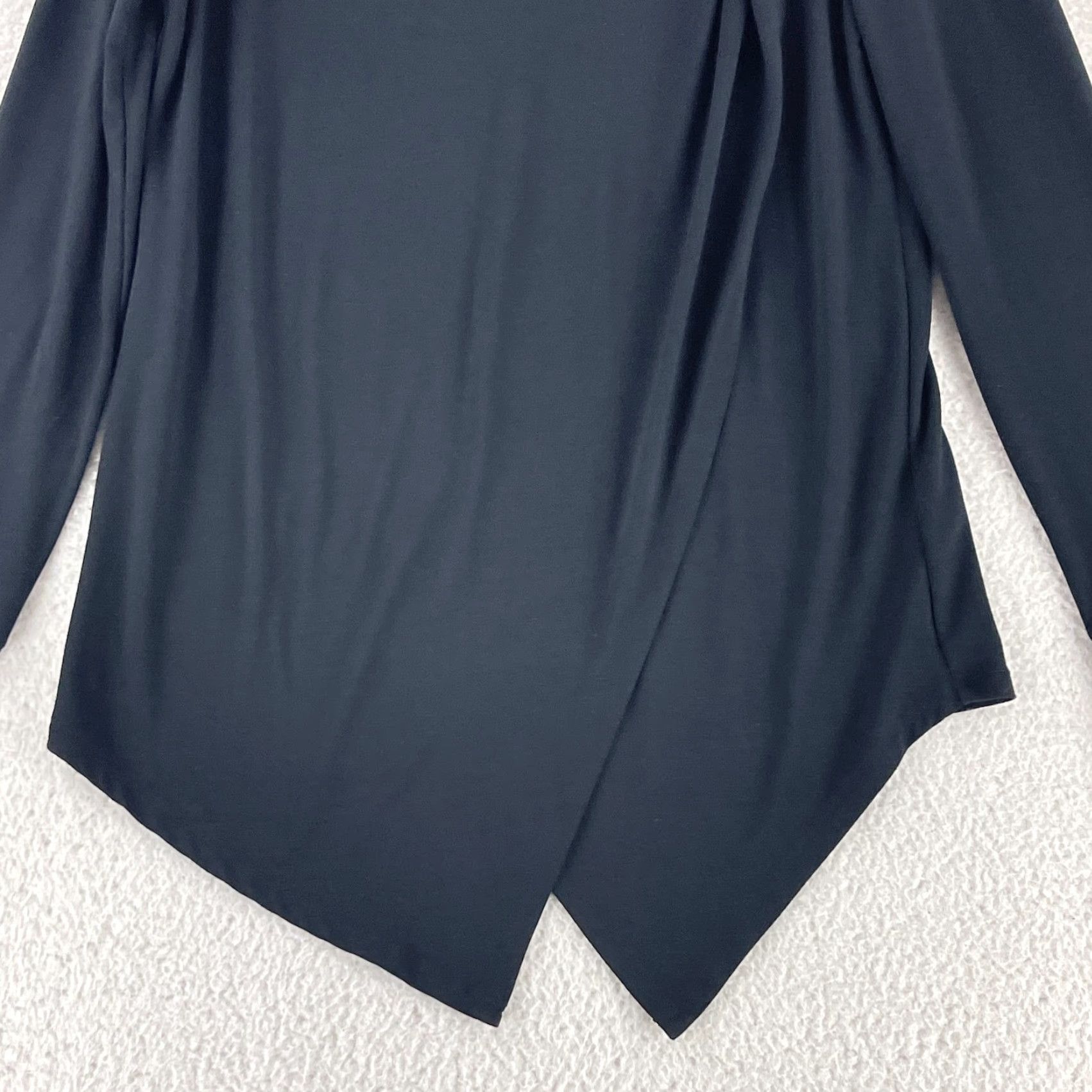 Vintage Betabrand Shirt Womens Medium Solid Black Long Sleeve Faux Wrap Stretch Casual Size M / US 6-8 / IT 42-44 - 4 Thumbnail