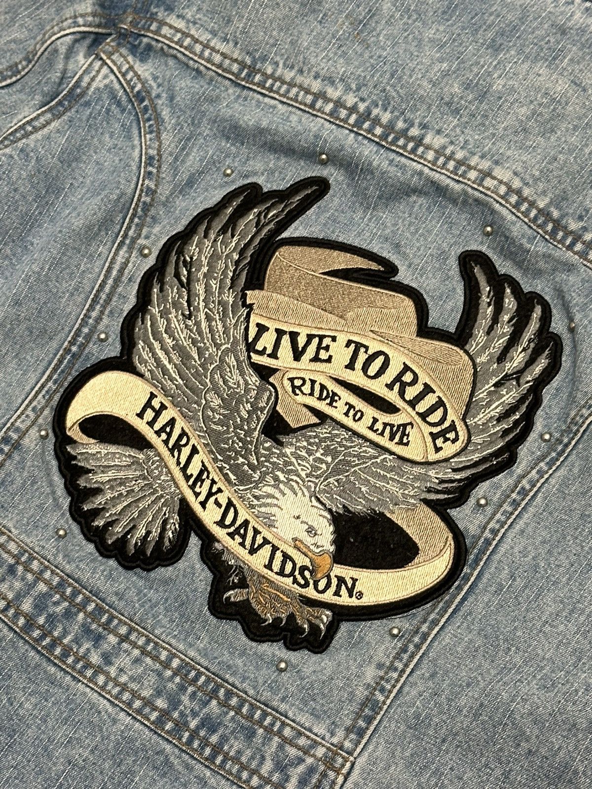 Harley Davidson Harley Davidson Live To Ride Ride To Live Eagle Denim Jacket Size S / US 4 / IT 40 - 4 Thumbnail