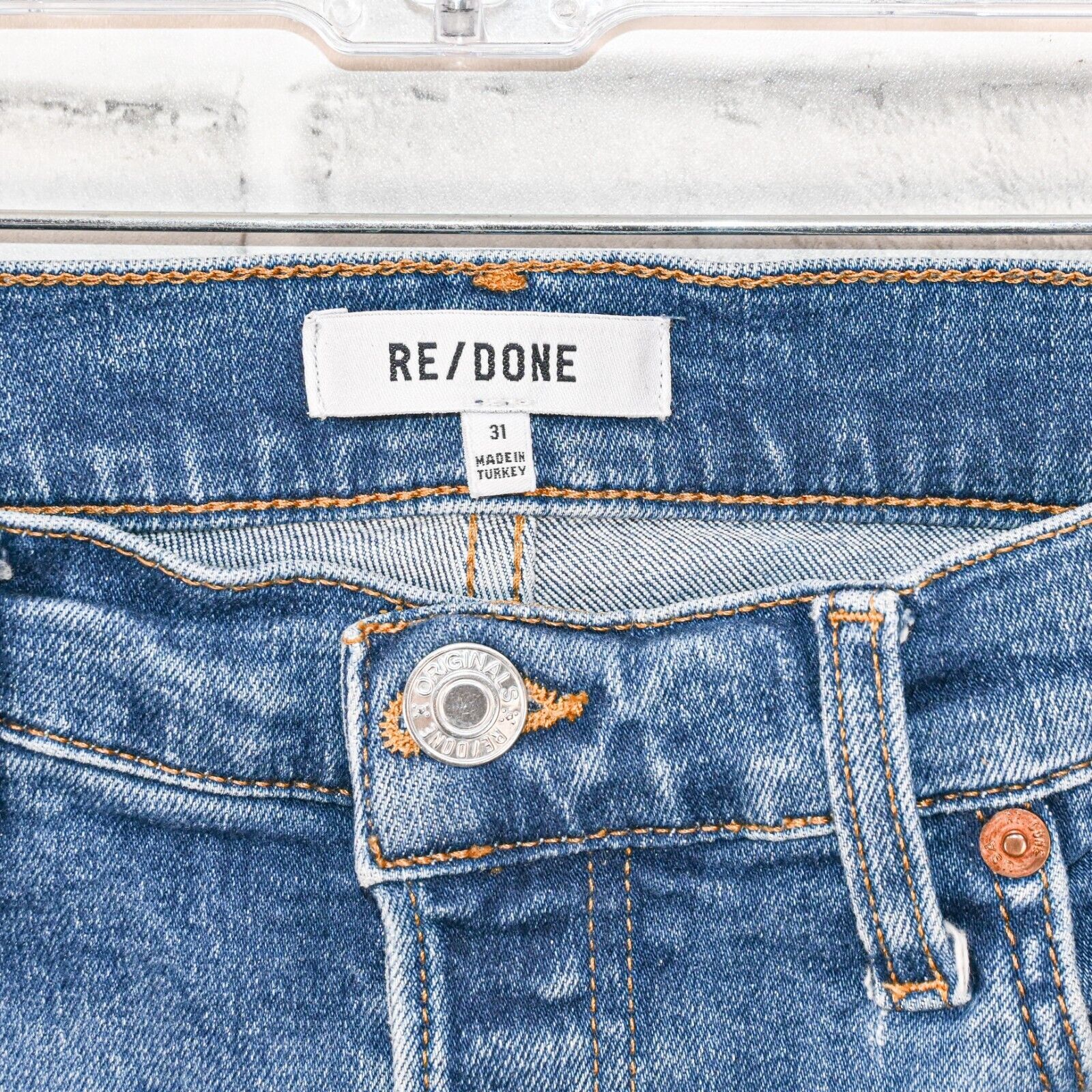 RE/DONE RE/DONE 90s High Rise Ankle Crop Denim Jeans Distressed Size 31" - 11 Thumbnail