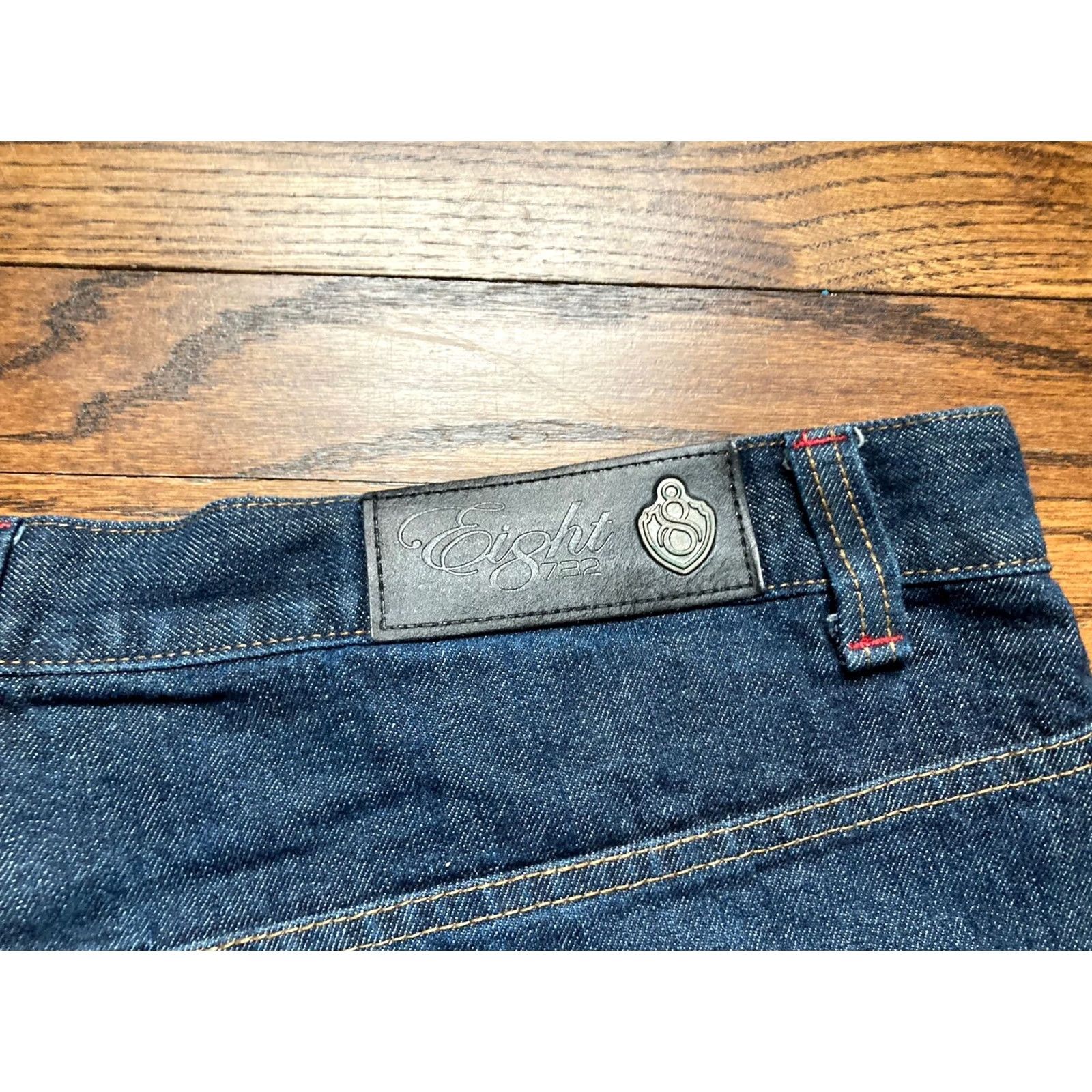 Vintage VINTAGE Eight 732 Jeans Men 44x34 Denim Patch Embroidered Wide-Leg Skater Y2K 90s Baggy Workwear City Hipster College JSB Size US 44 / EU 60 - 6 Thumbnail