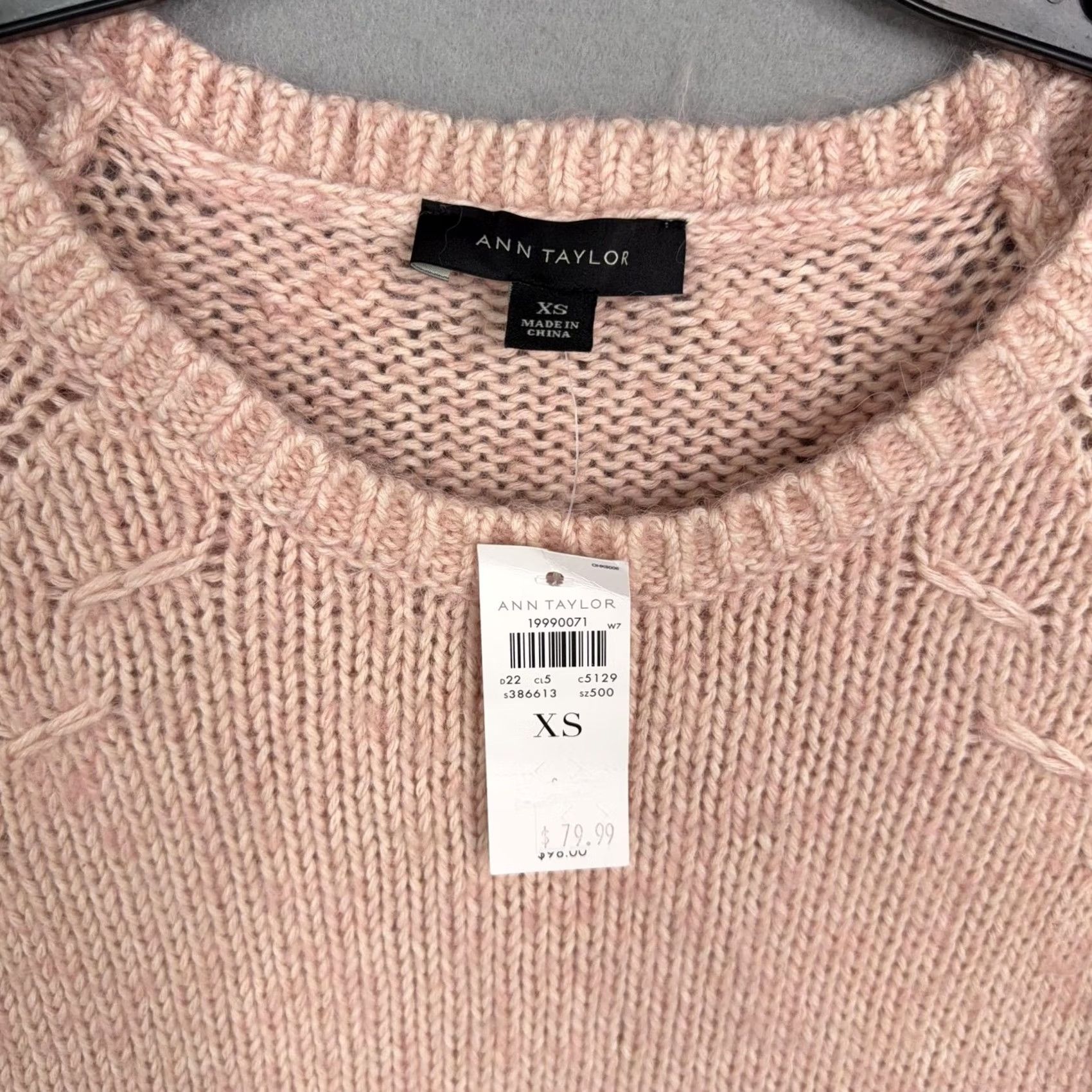 Ann Taylor Ann Taylor Sweater Womens XS Pink Cotton Alpaca Raglan Crew Knit Pullover Size XS / US 0-2 / IT 36-38 - 3 Thumbnail
