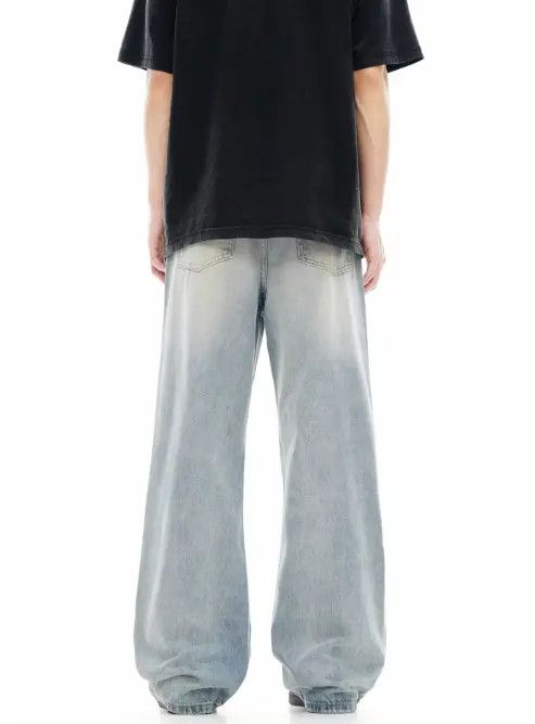 Japanese Brand Rena Vintage washed blue ripped loose wide-leg casual jeans Size US 32 / EU 48 - 4 Thumbnail