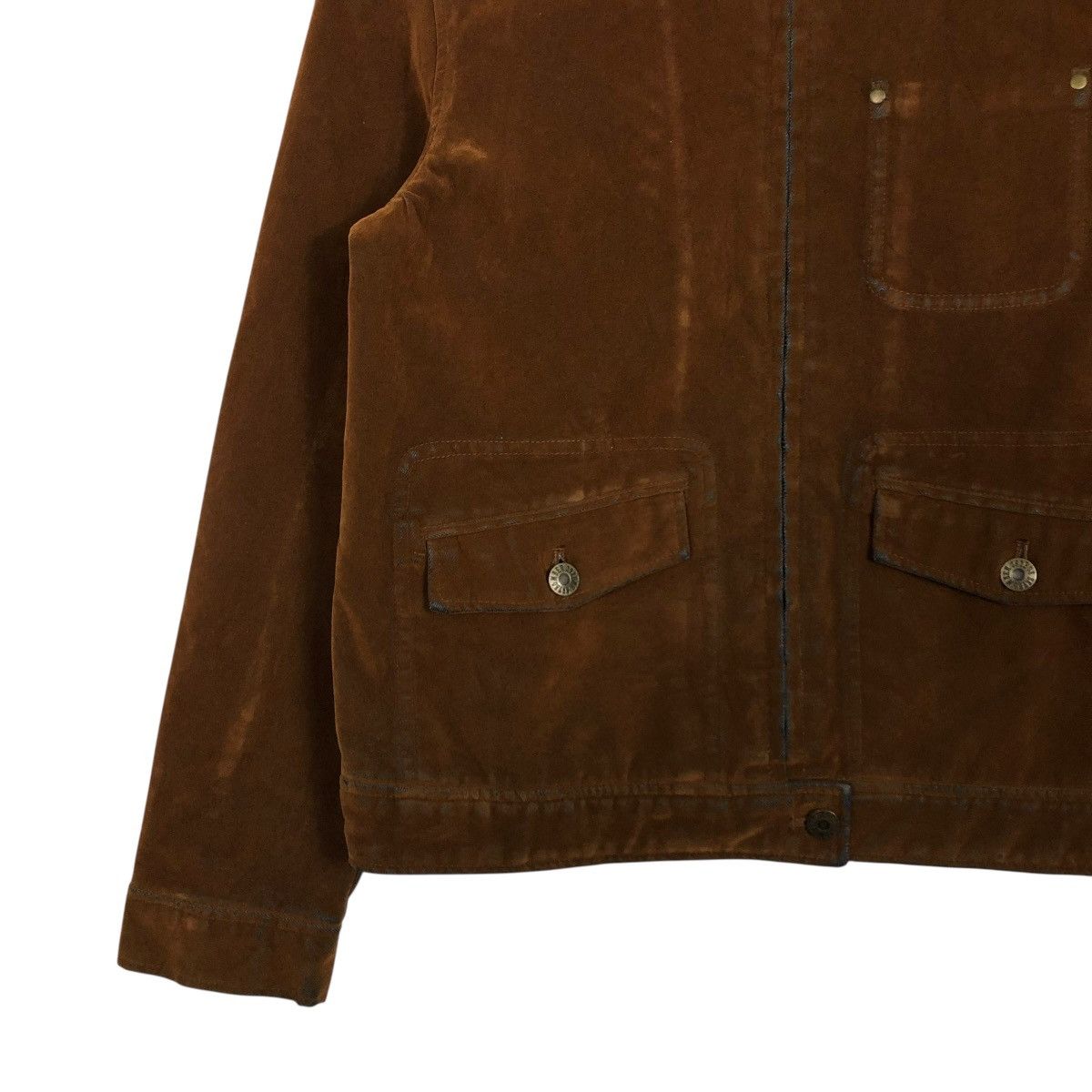 Japanese Brand 🔥RICH BROWN CROPPED CHORE BIKER JACKET SKY BOMBER Size US L / EU 52-54 / 3 - 6 Thumbnail