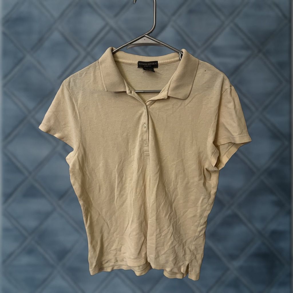 Banana Republic VINTAGE Banana Republic Polo Shirt Shirt Women Beige 100% Cotton Collared Short Sleeve Size L Slim Size L / US 10 / IT 46 - 1 Thumbnail