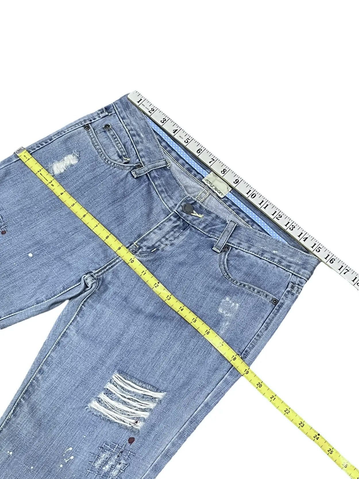 Quiksilver DOPE🔥ROXY Paint Splatter Ripped Vintage Flare Denim Size 31" - 10 Thumbnail