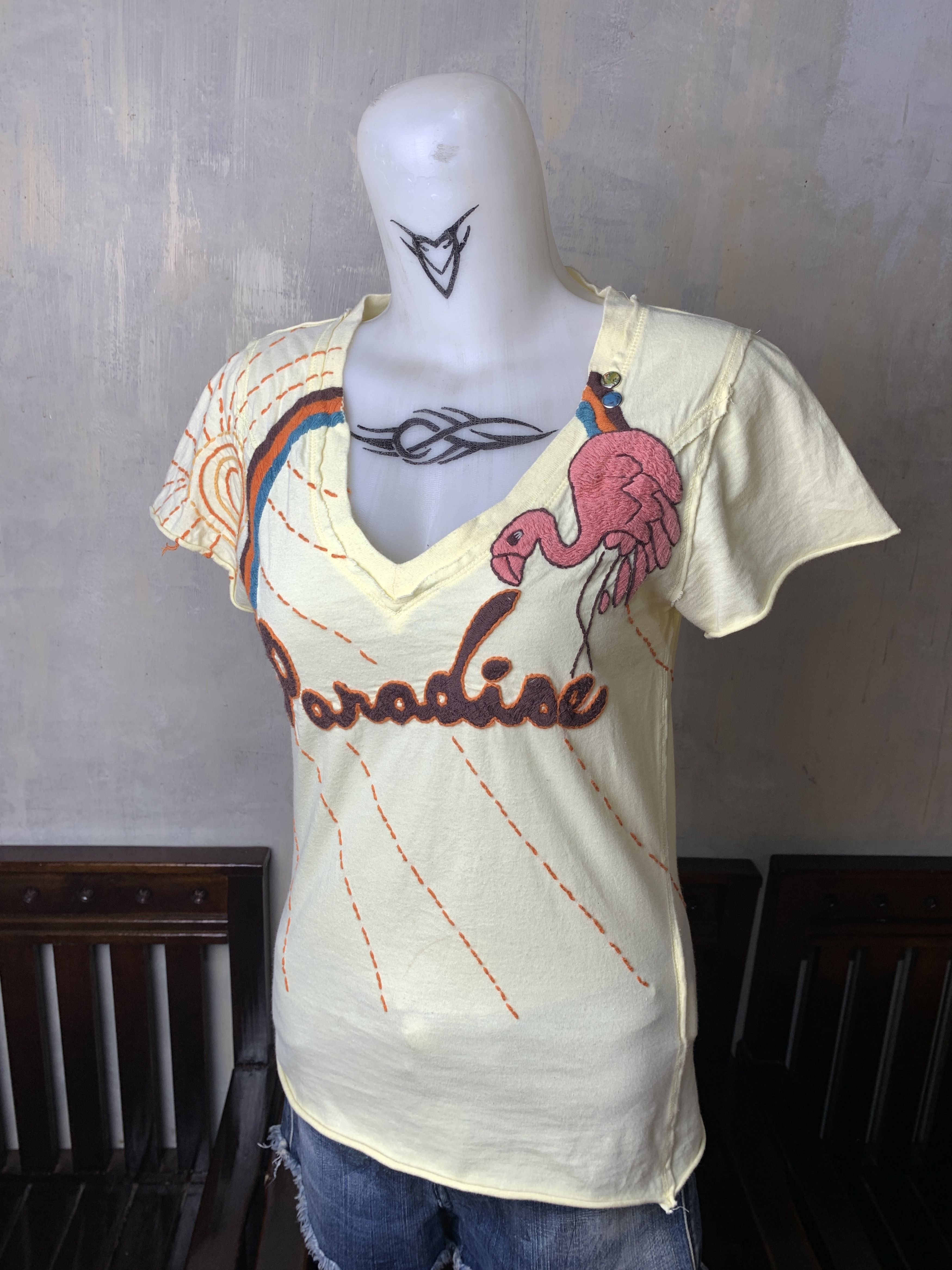 Japanese Brand Paradise Lemon Flamengo Embroidered Boob Tee (M) Size M / US 6-8 / IT 42-44 - 2 Thumbnail