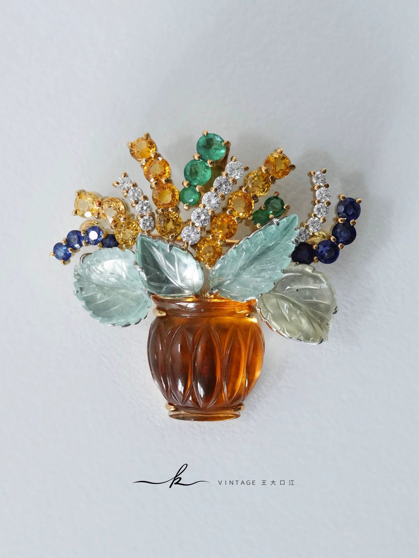 Vintage Vintage 18k Gold & Pt Fruit Brooch/Pendant w/ Gemstones Size ONE SIZE - 2 Thumbnail