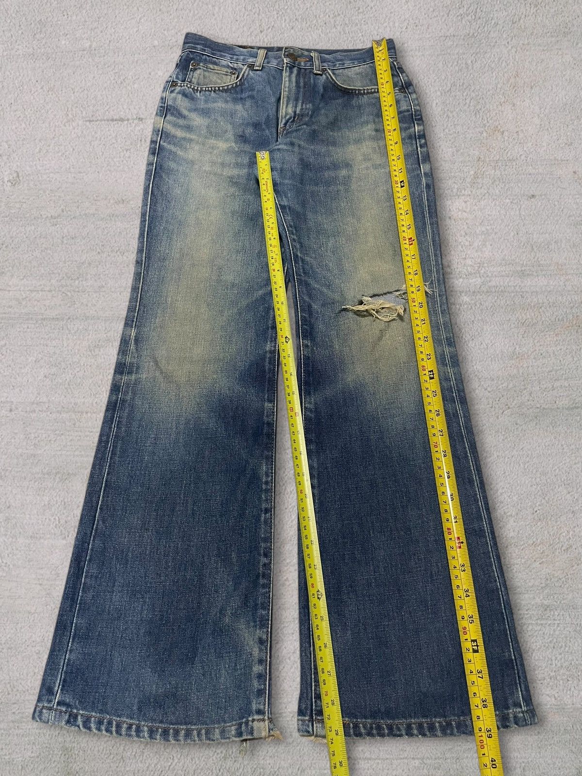 Edwin Vintage Edwin 503 Bootcut Distressed Blue Wash Bleach Jeans Size 29" - 15 Thumbnail