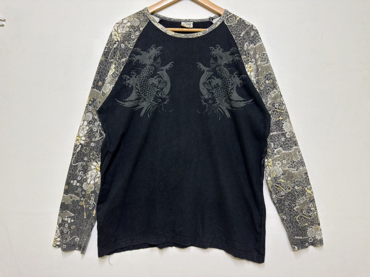 Japanese Brand Sukajan Fish Koi Raglan Japanese Tattoo Long Sleeve Tee Size US L / EU 52-54 / 3 - 8 Thumbnail