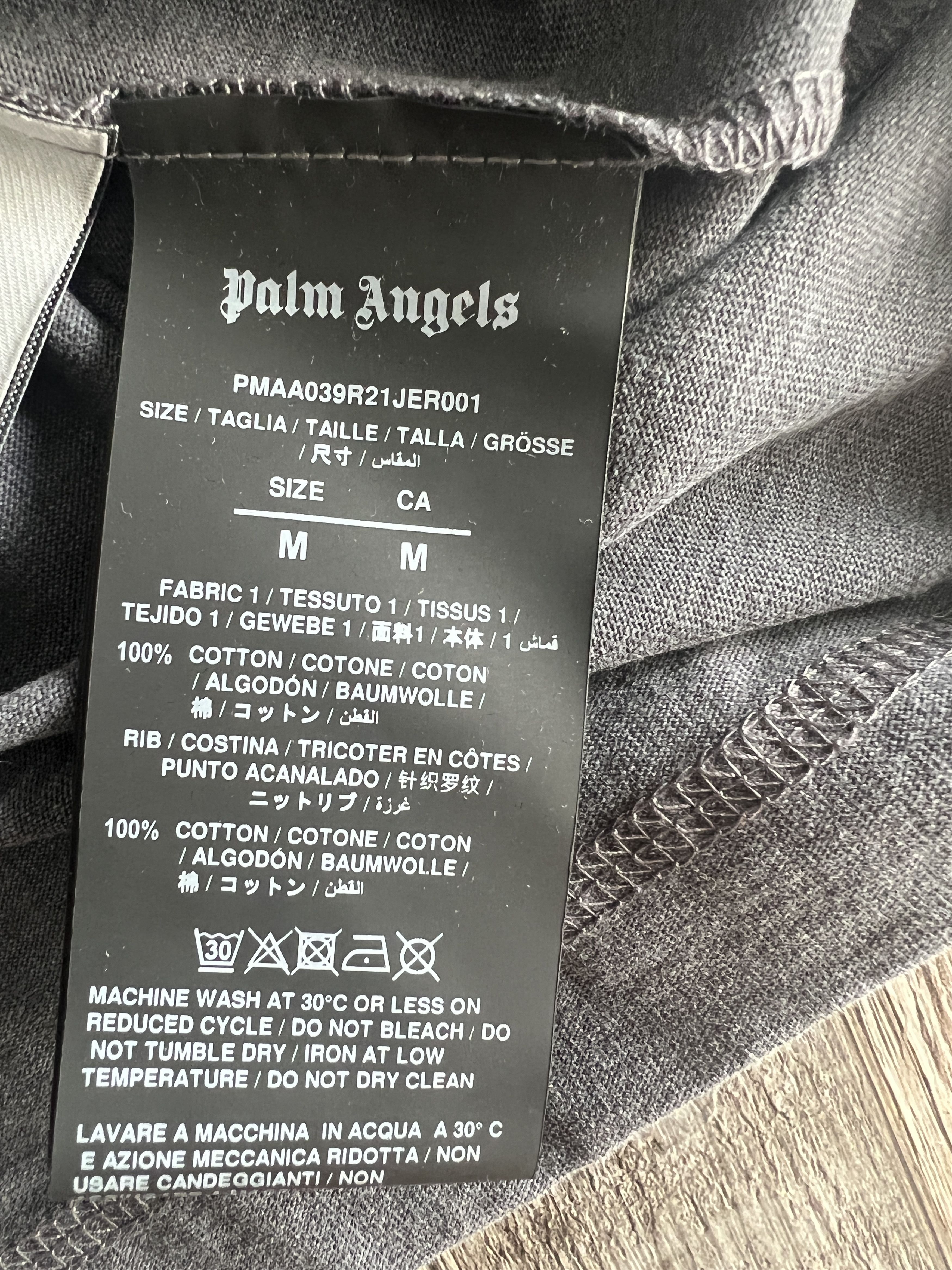 Palm Angels Palm Angels Broken Logo Panelled Black Grey Tee Size US M / EU 48-50 / 2 - 3 Thumbnail