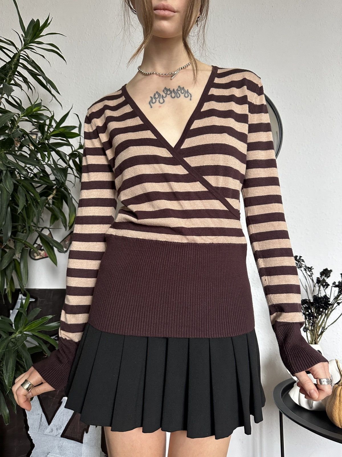 Japanese Brand × Seditionaries Striped Waist Stitch Wrapped Office Siren Pullover Sweater Size S / US 4 / IT 40 - 1 Thumbnail