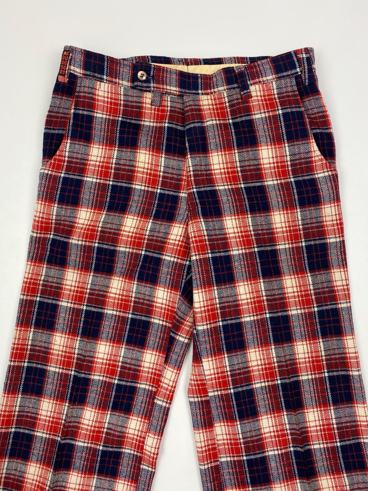 Vintage 1970’s Vintage Penthouse Wool Red Tartan Check Wide Trousers Size US 32 / EU 48 - 4 Thumbnail
