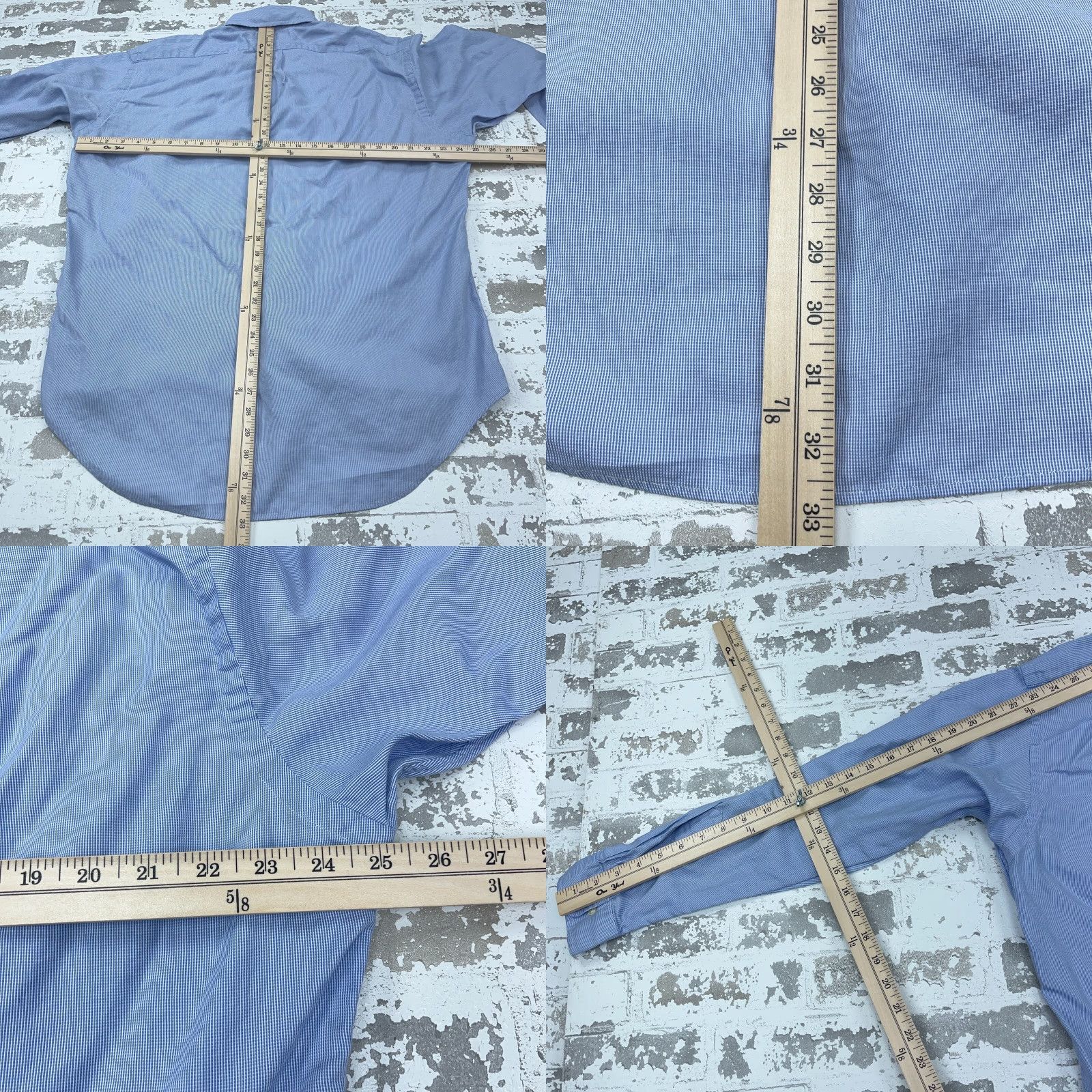 Ralph Lauren Ralph Lauren Shirt Men 16.5 34 Blue Button Up Yarmouth Dress Pinpoint Check D* Casual Workwear Size 46R - 9 Thumbnail