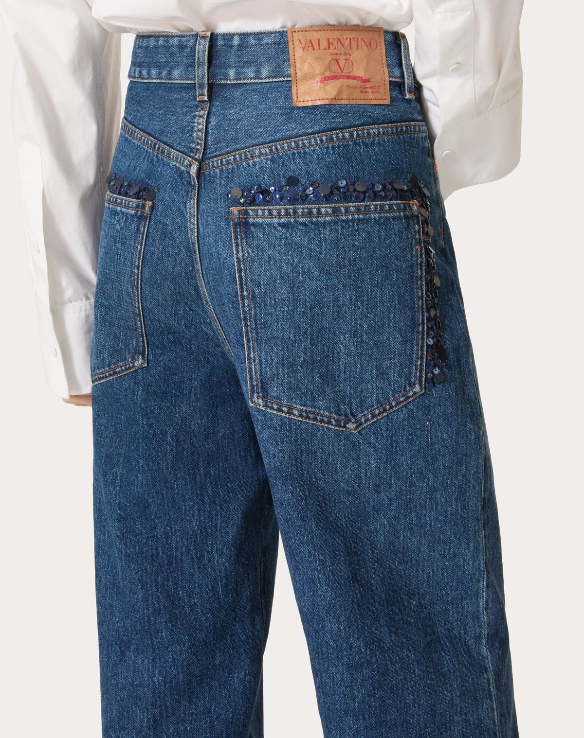 Valentino o1s1wg110525 Embroidered Denim Trousers in Blue Size 26" / US 2 / IT 38 - 6 Thumbnail