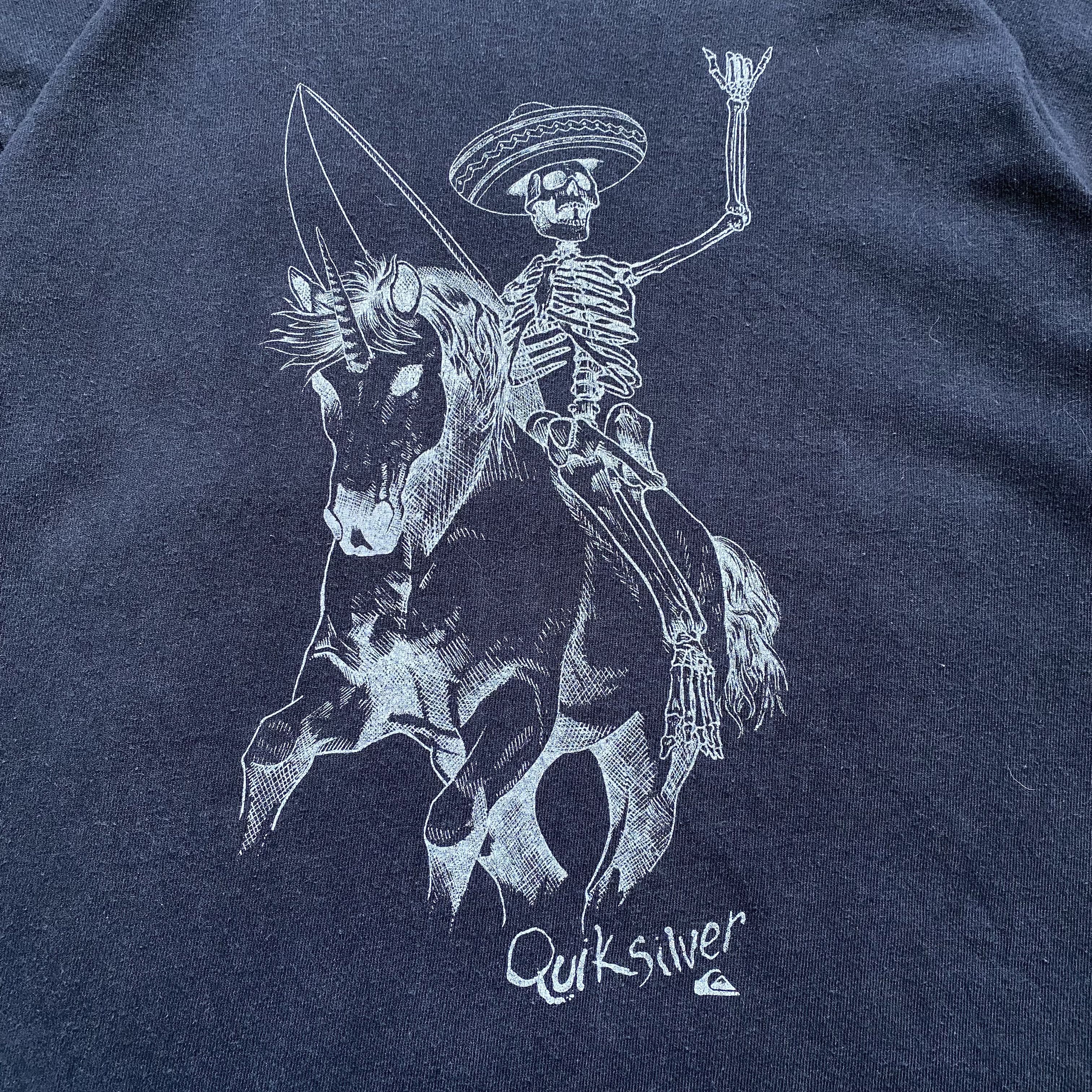 Quiksilver ☠️ Vintage Faded QUIKSILVER Skeleton Tee surfing Size US M / EU 48-50 / 2 - 5 Thumbnail