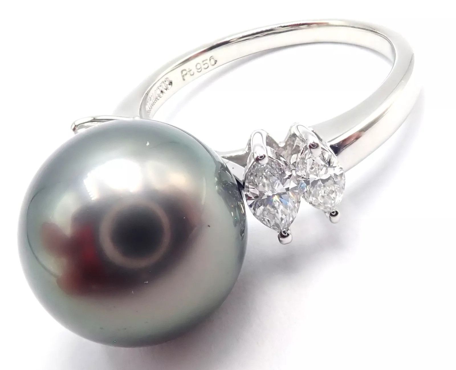 Mikimoto Authentic! Mikimoto Platinum Tahitian Pearl Diamond Ring Size ONE SIZE - 4 Thumbnail
