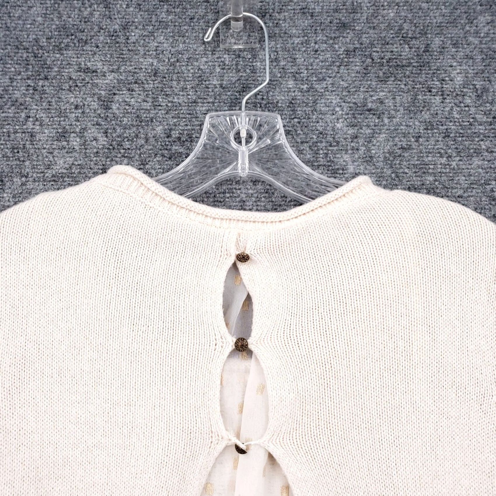 Lucky Brand Lucky Brand Sweater Womens S Small Beige Long Sleeve Chiffon Lined Split Back Size S / US 4 / IT 40 - 4 Thumbnail