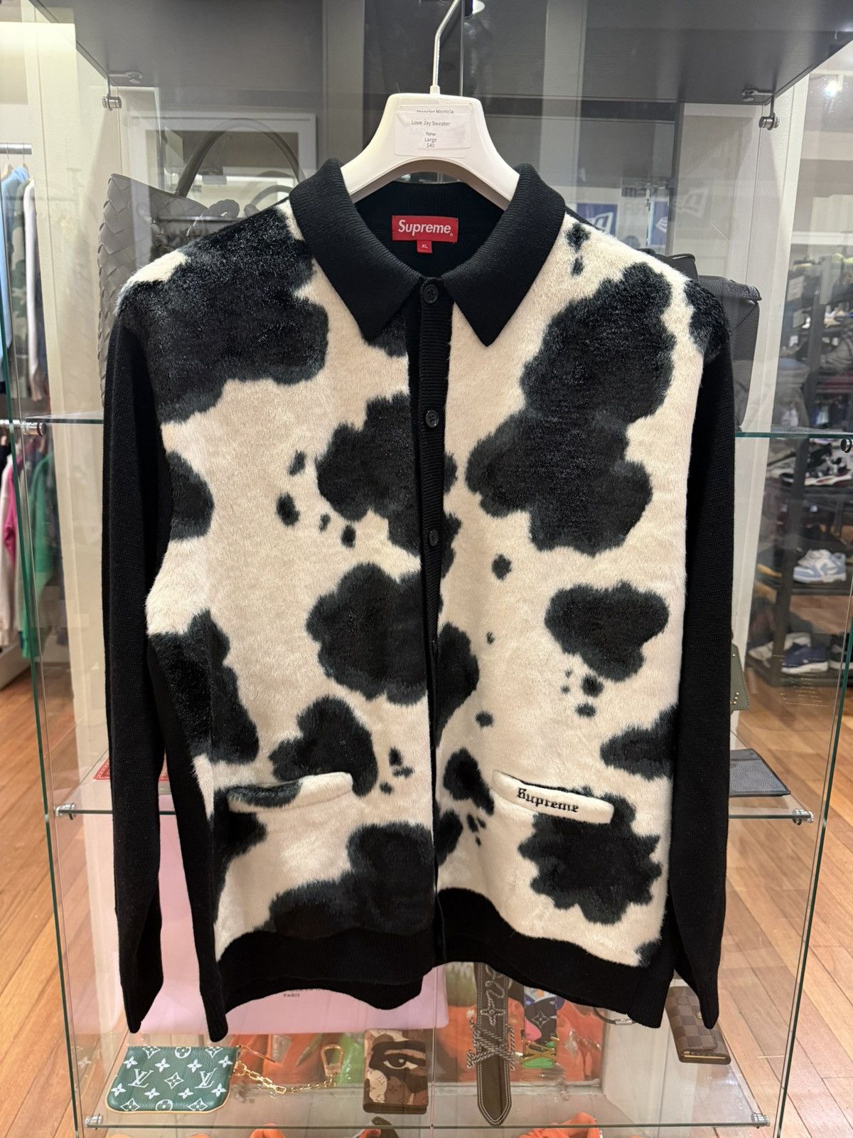 トップス Supreme Cow Print Cardigan Red S Supreme Supreme Cow Print Cardigan Red | Grailed