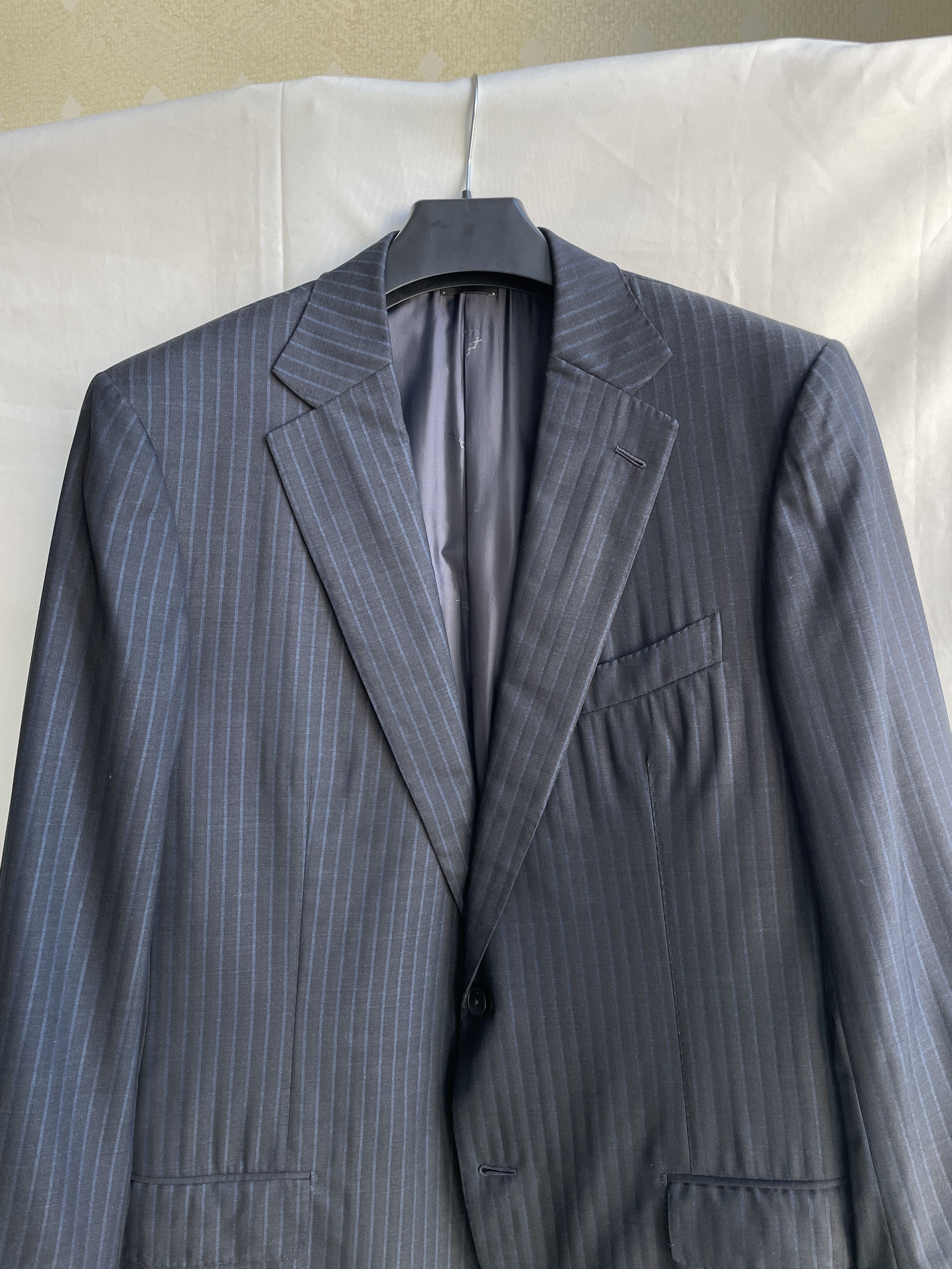 Ermenegildo Zegna Ermenegildo Zegna Couture Striped Navy Wool Suit Jacket Size 46R - 4 Thumbnail
