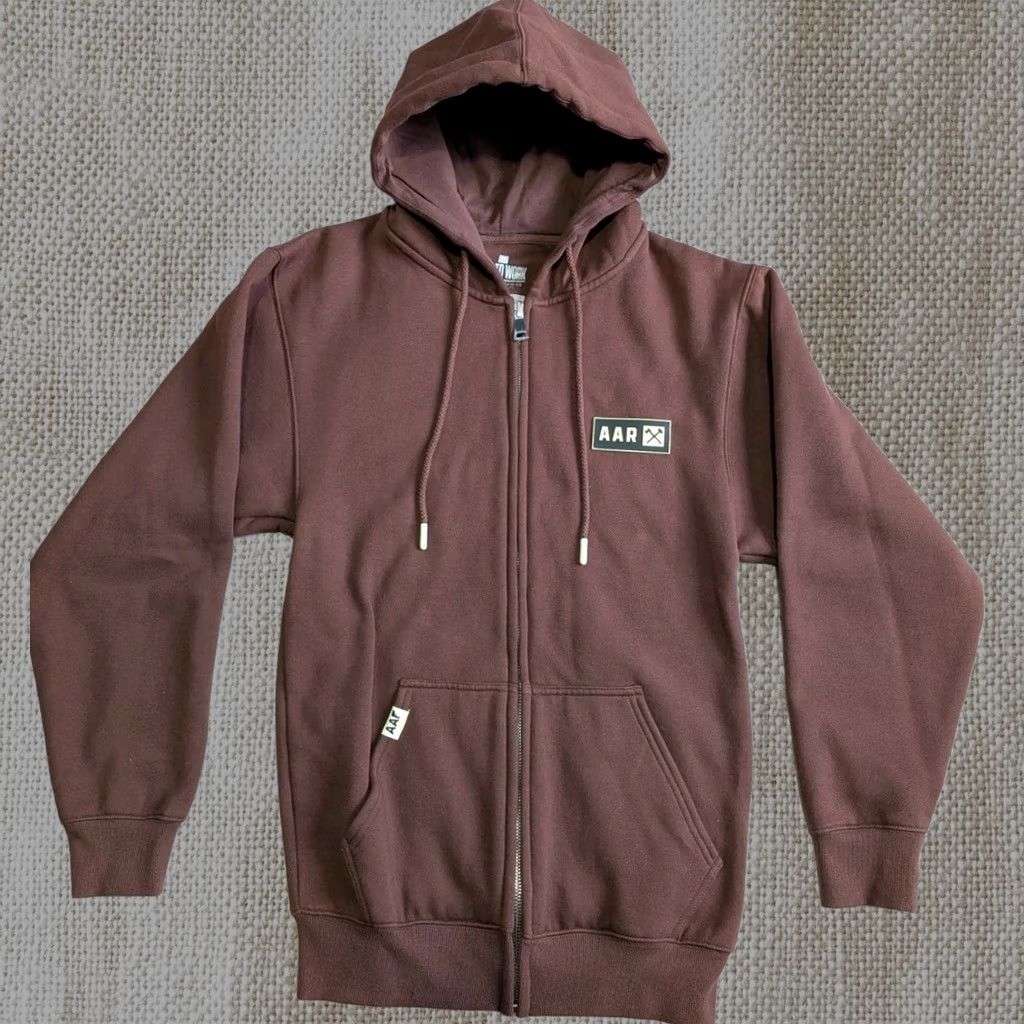 All American Roughneck Hoodie Mens S Brown Cotton Sweatshirt Full Zip Usa Aar, Men's