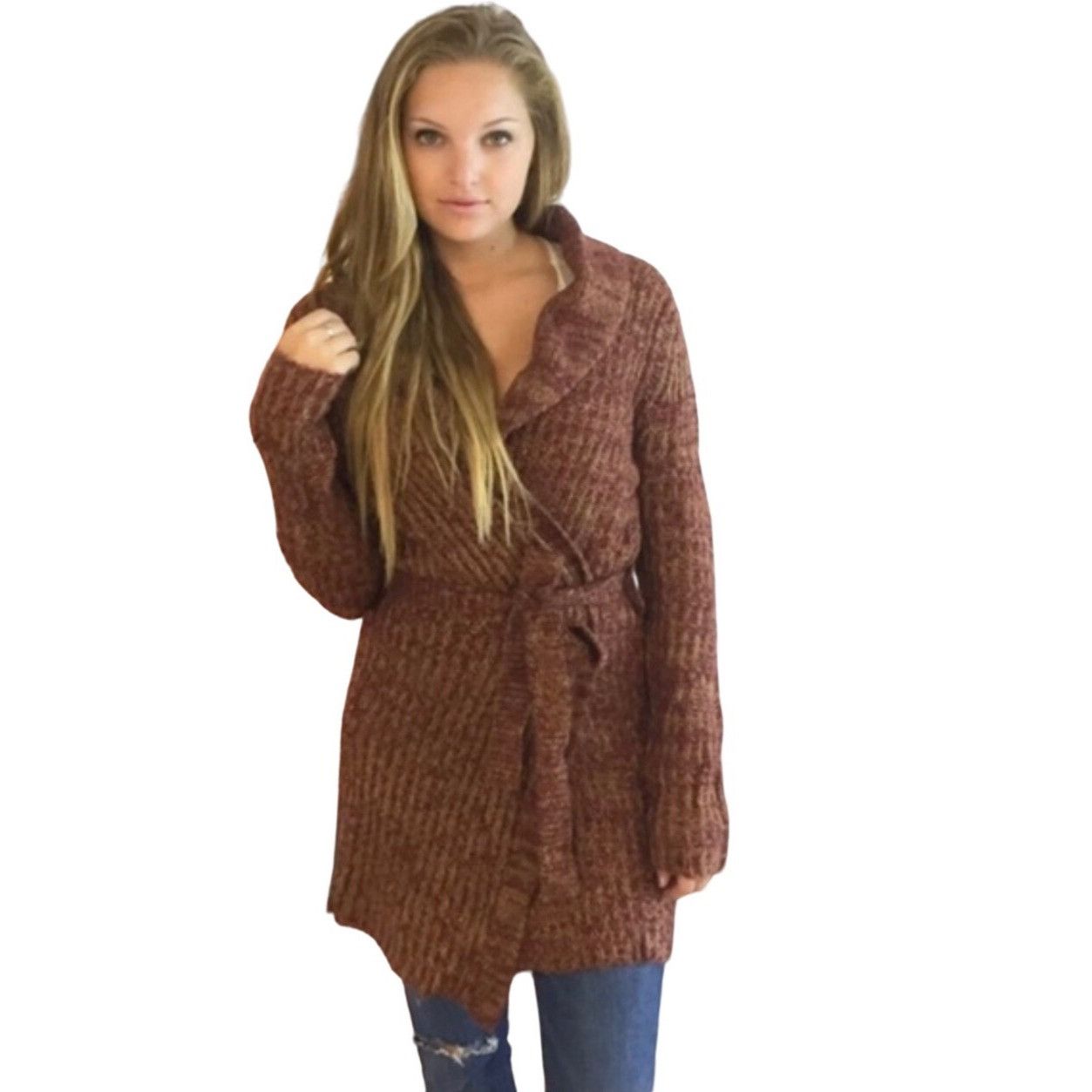 Other NWT Rust Removable Faux Fur Trim Tie Waist Longline Cardigan Size S / US 4 / IT 40 - 5 Thumbnail
