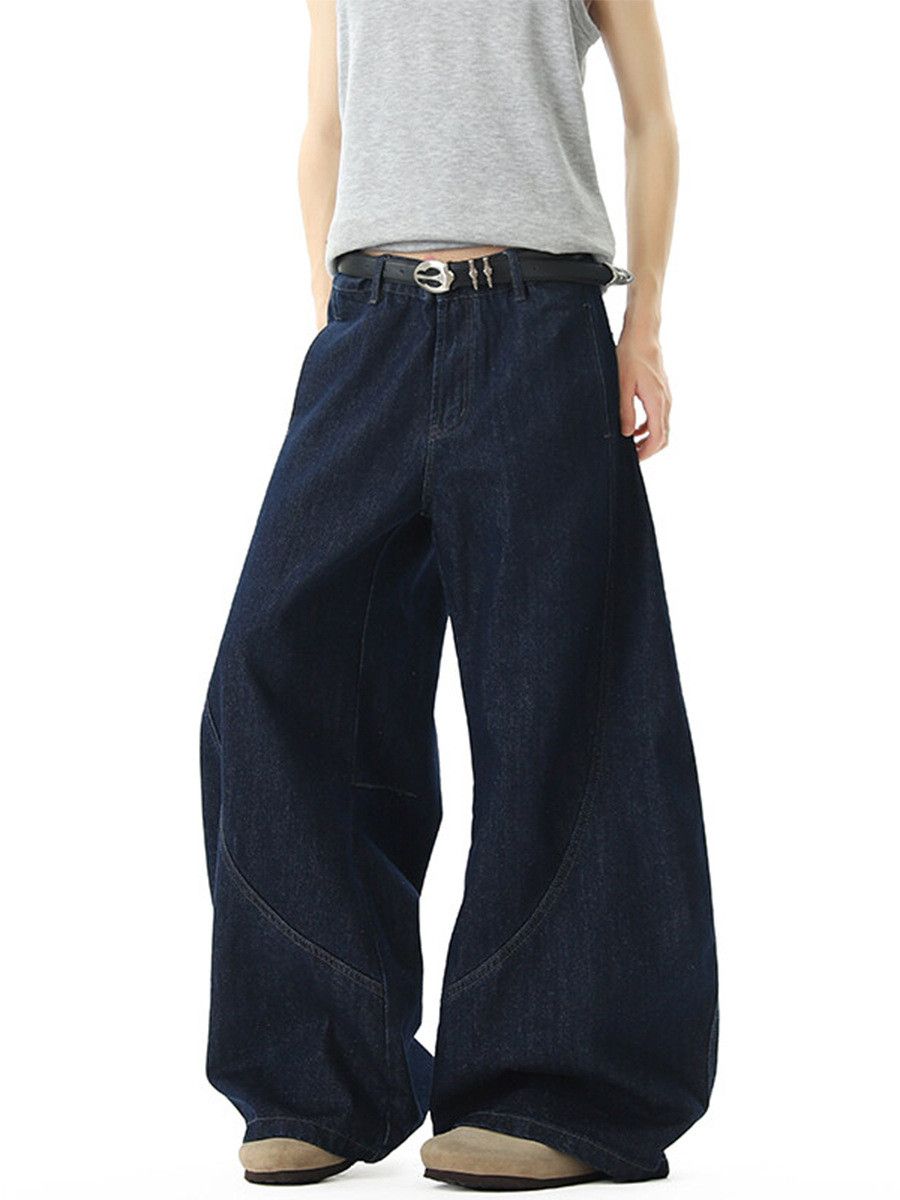 Japanese Brand American men's loose-fitting retro patchwork curved jeans Size US 32 / EU 48 - 3 Thumbnail