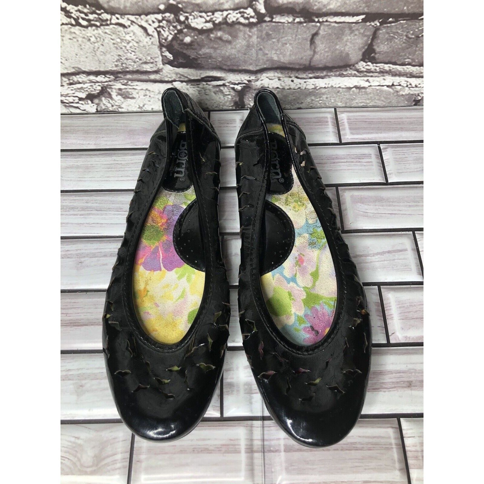Born Born Black Patent Leather Perforated Ballet Flats Shoes Wome Size US 6 / IT 36 - 18 Thumbnail