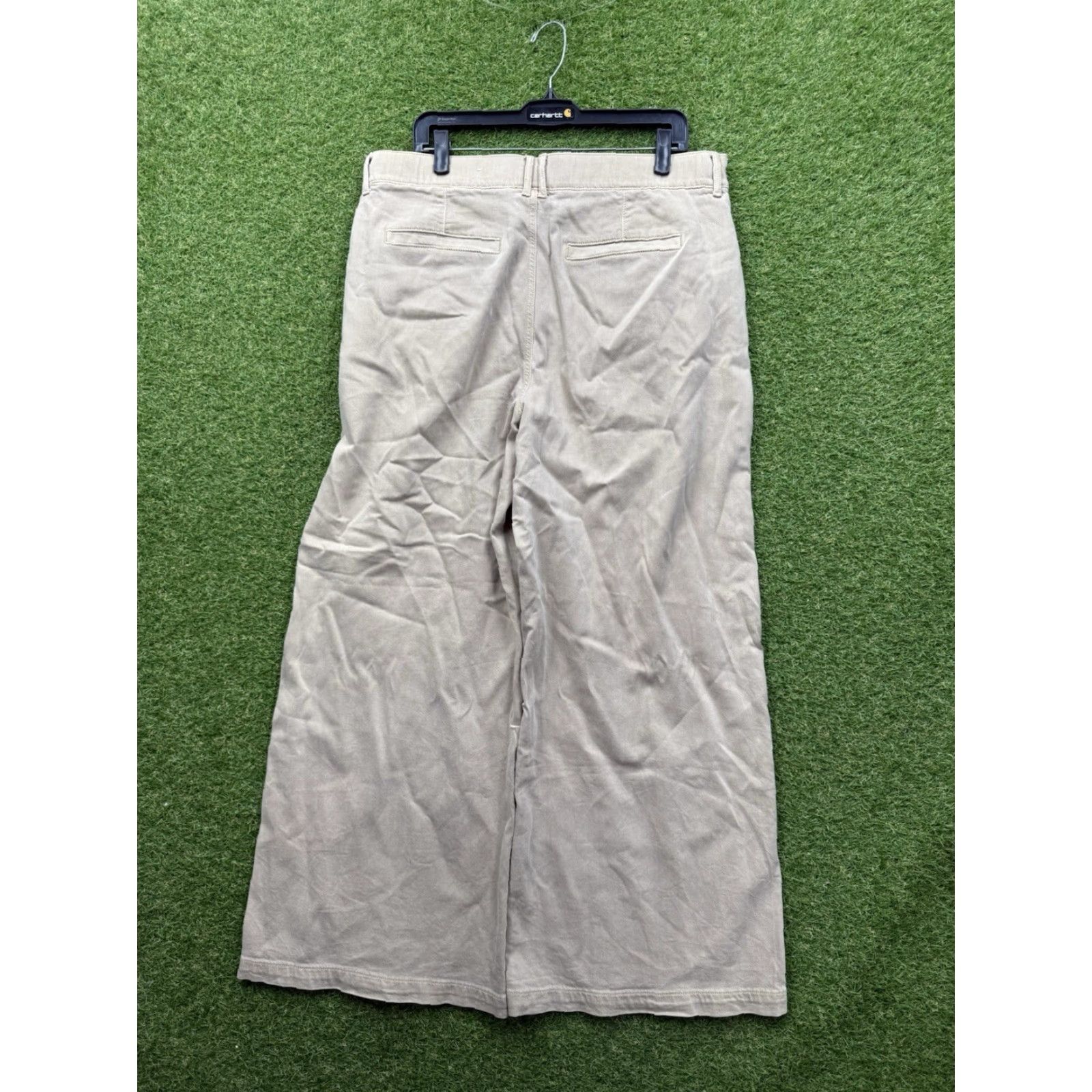 American Eagle Outfitters American Eagle Pants Womens 16 High Rise Baggy Wide Leg Cargo Stretch y2k Beige Size 38" / US 16 / IT 52 - 2 Thumbnail