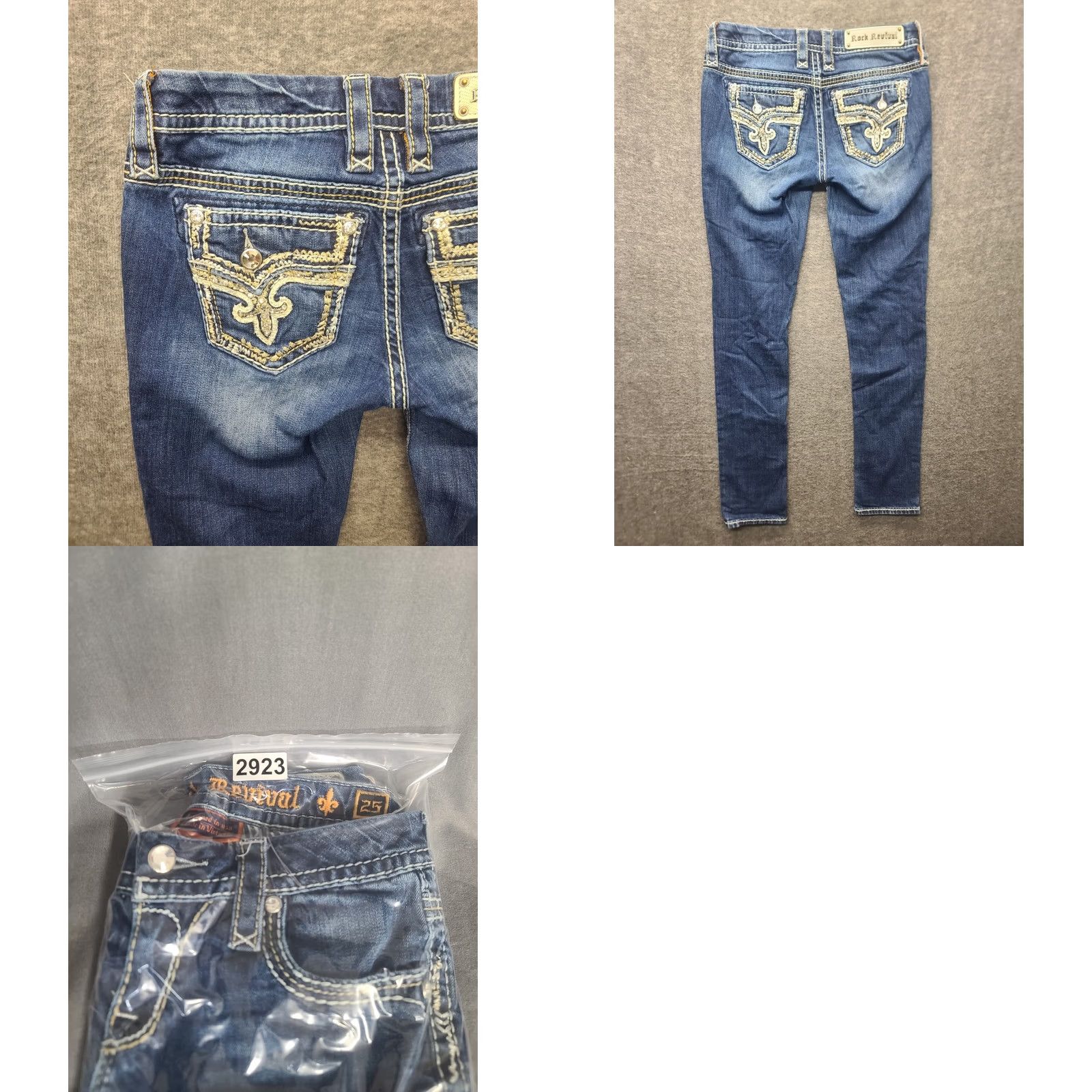 Vintage Rock Revival Jeans Womens 25x31 Betty Easy Skinny Fit Ankle Cut Low Rise Stretch Denim Blue 5-Pocket Size 42" / US 20 - 9 Thumbnail