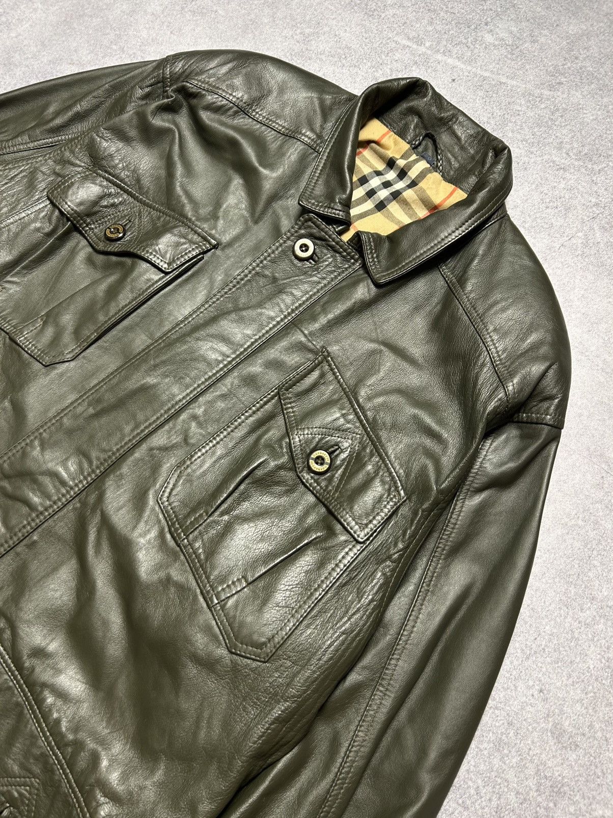 Burberry vinatge BURBERRY'S Leather Coat Jacket nova check Mens retro Size US M / EU 48-50 / 2 - 2 Thumbnail