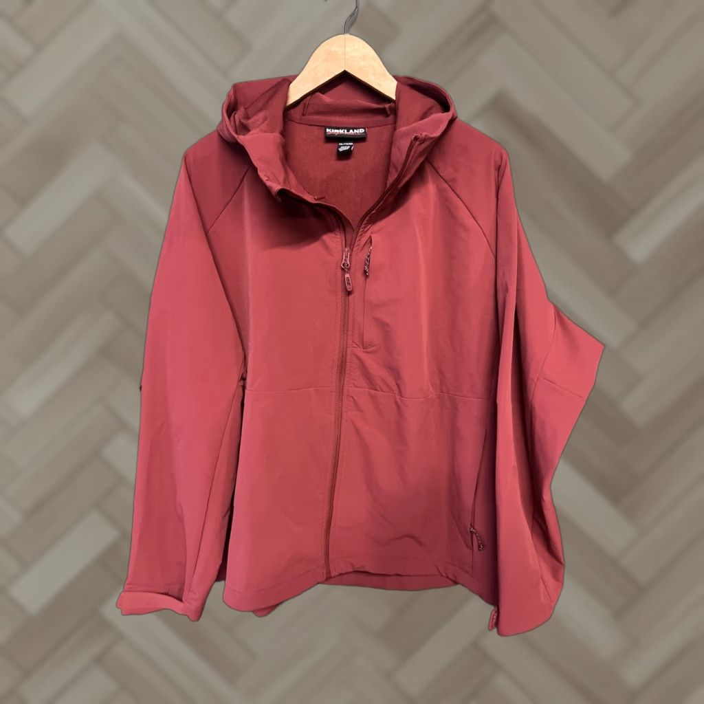 Vintage Kirkland Signature Womens 2XL Softshell Hooded Jacket Red Zip Jacket - 2XL Regular Women’s Fall Winter Outdoor Pockets Full Zip Lined Size XXL / US 16-18 / IT 52-54 - 1 Thumbnail
