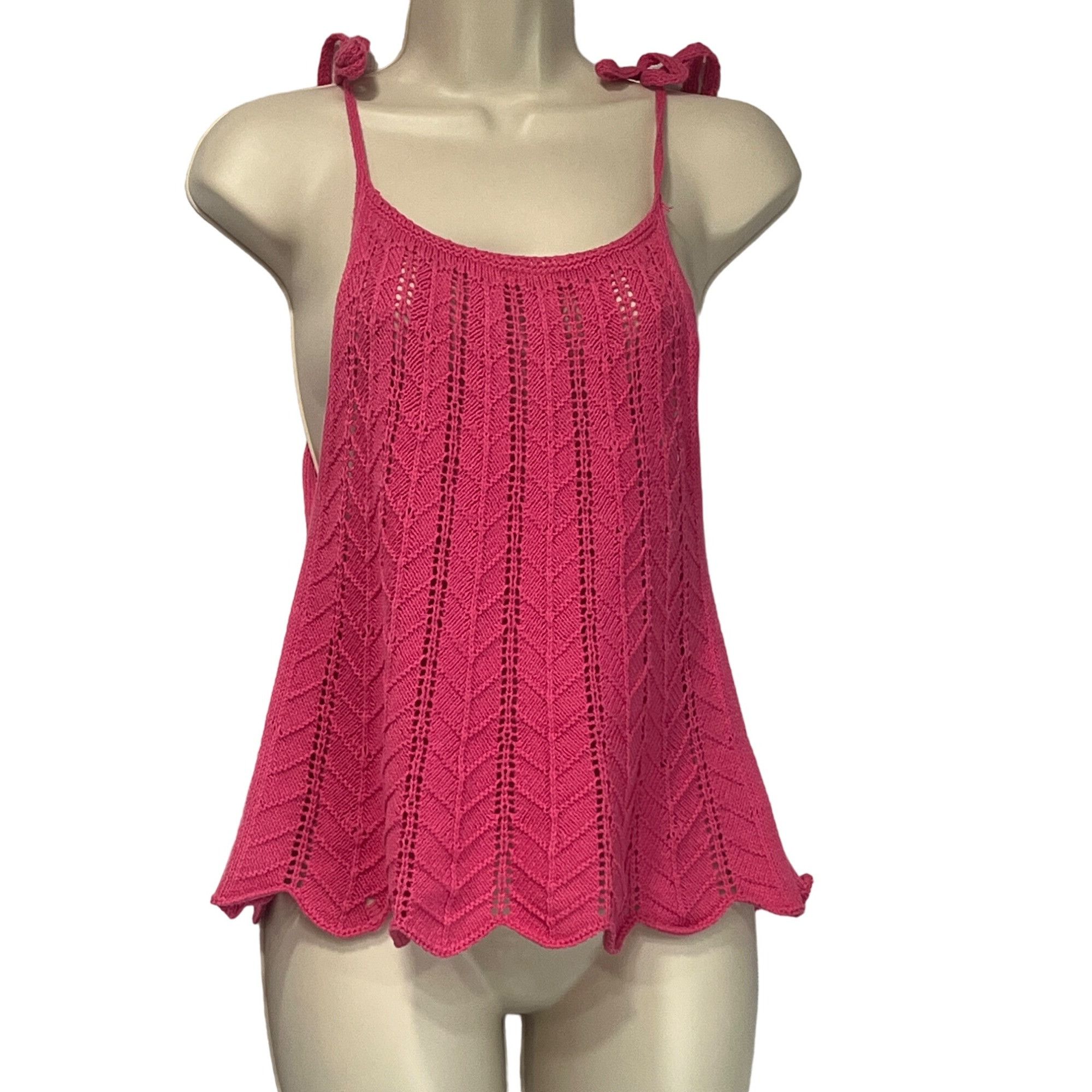 Other LUSH Crochet Knit Sweater Tank Top In Hot Pink, Sz. M Size M / US 6-8 / IT 42-44 - 4 Thumbnail