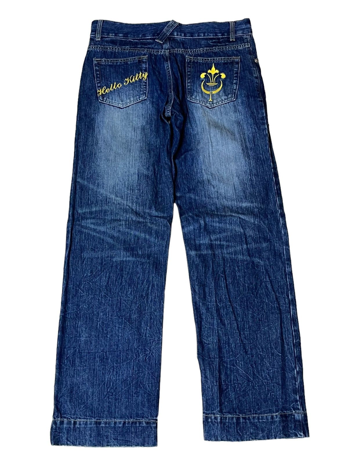 Anime VINTAGE HELLO KITTY SEQUINS LOGO 2006 LOWRISE WIDE LEG JEANS Size US 32 / EU 48 - 2 Thumbnail