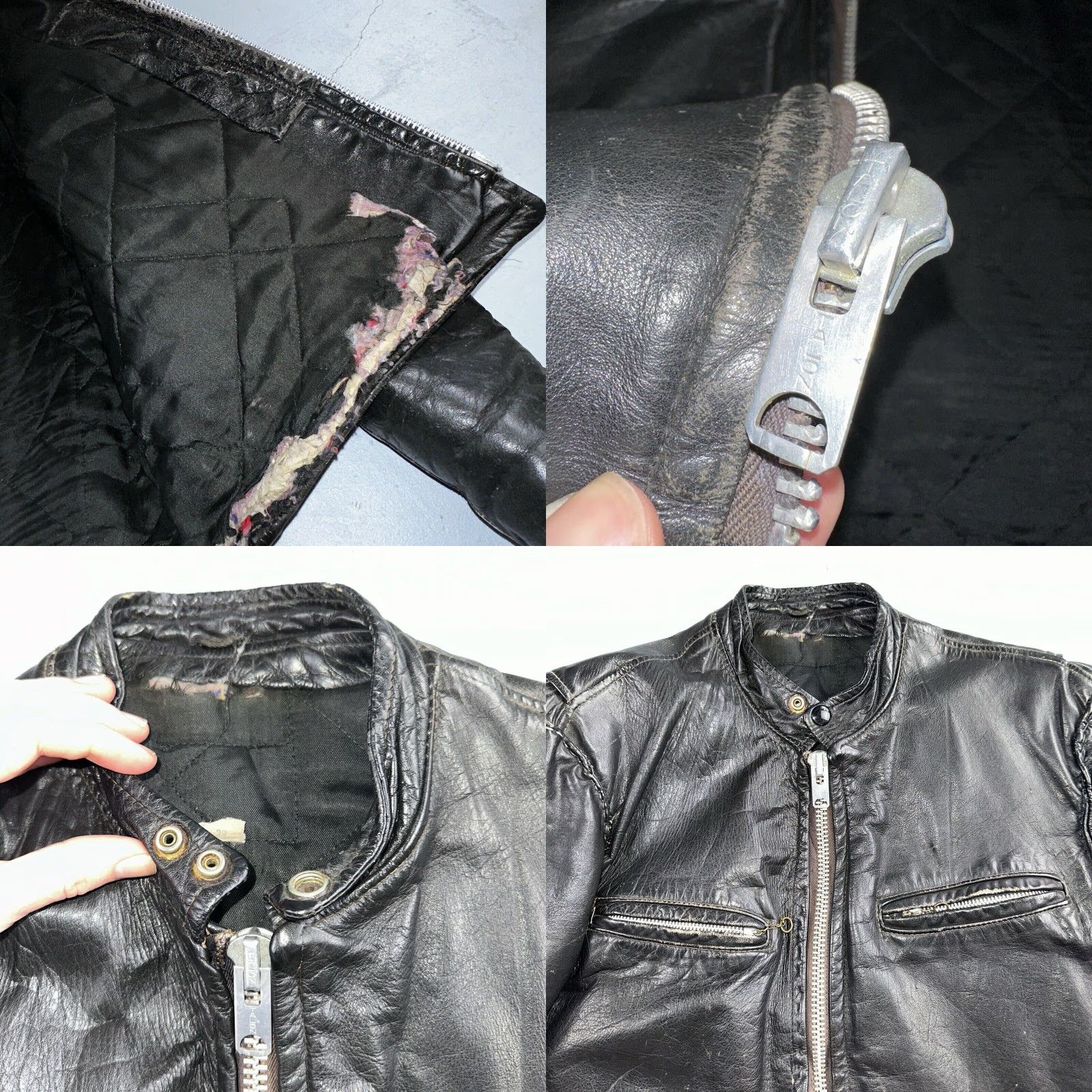 Vintage VINTAGE Motorcycle/ Biker Leather Jacket Black 38 1960s 50s 60s Cafe Racer Vintage 38 Mens Womens Boys Girls Size US XXS / EU 40 - 9 Thumbnail