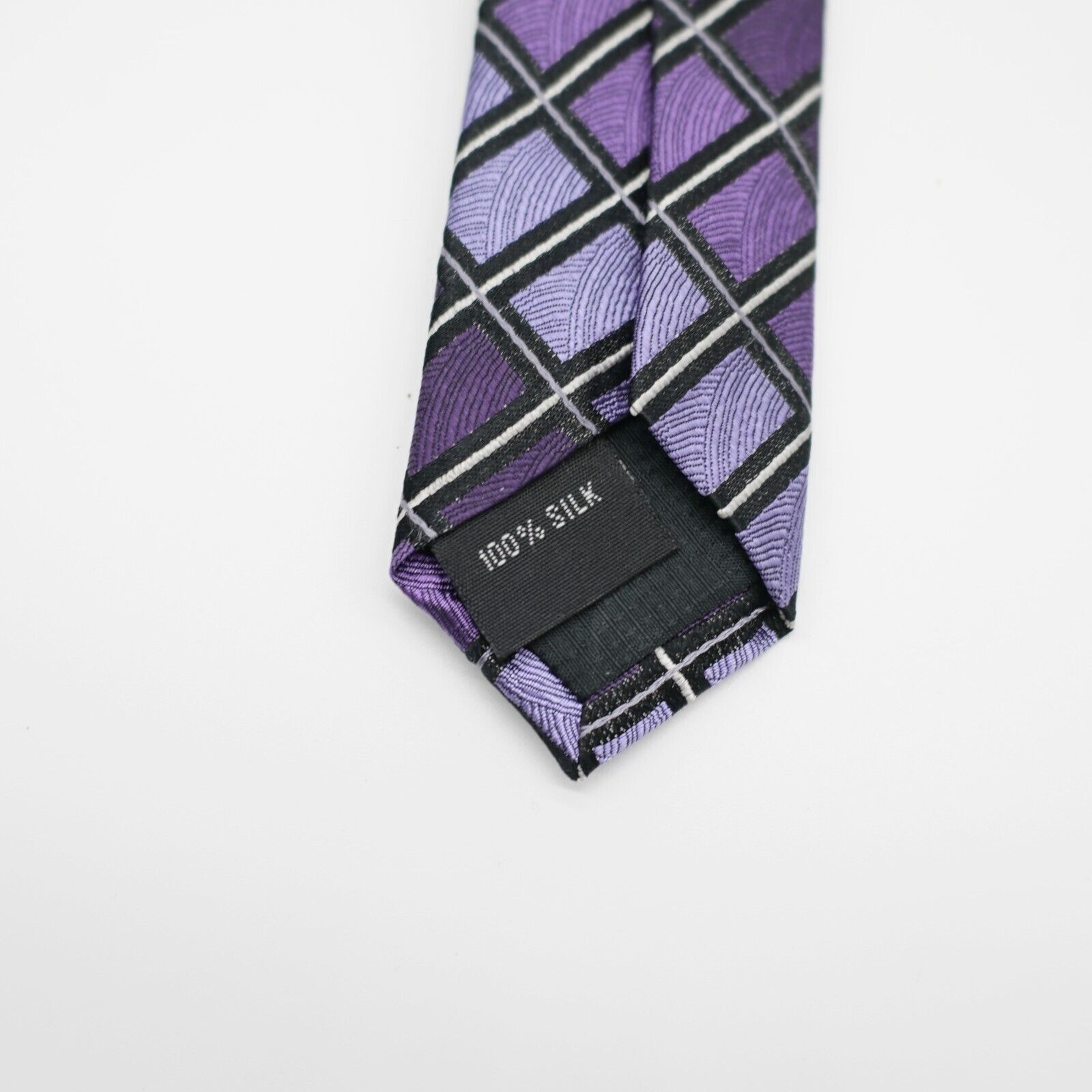Pronto Uomo Pronto Uomo Gradient Purple Check Jacquard Woven Silk Tie Size ONE SIZE - 4 Thumbnail