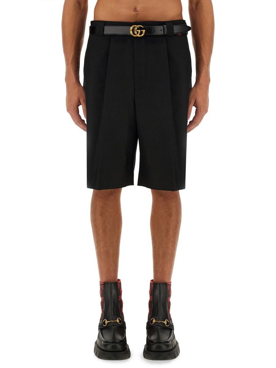 Gucci GUCCI WOOL BLEND TWILL SHORTS - BLACK (IT 50) Size US 34 / EU 50 - 1 Thumbnail