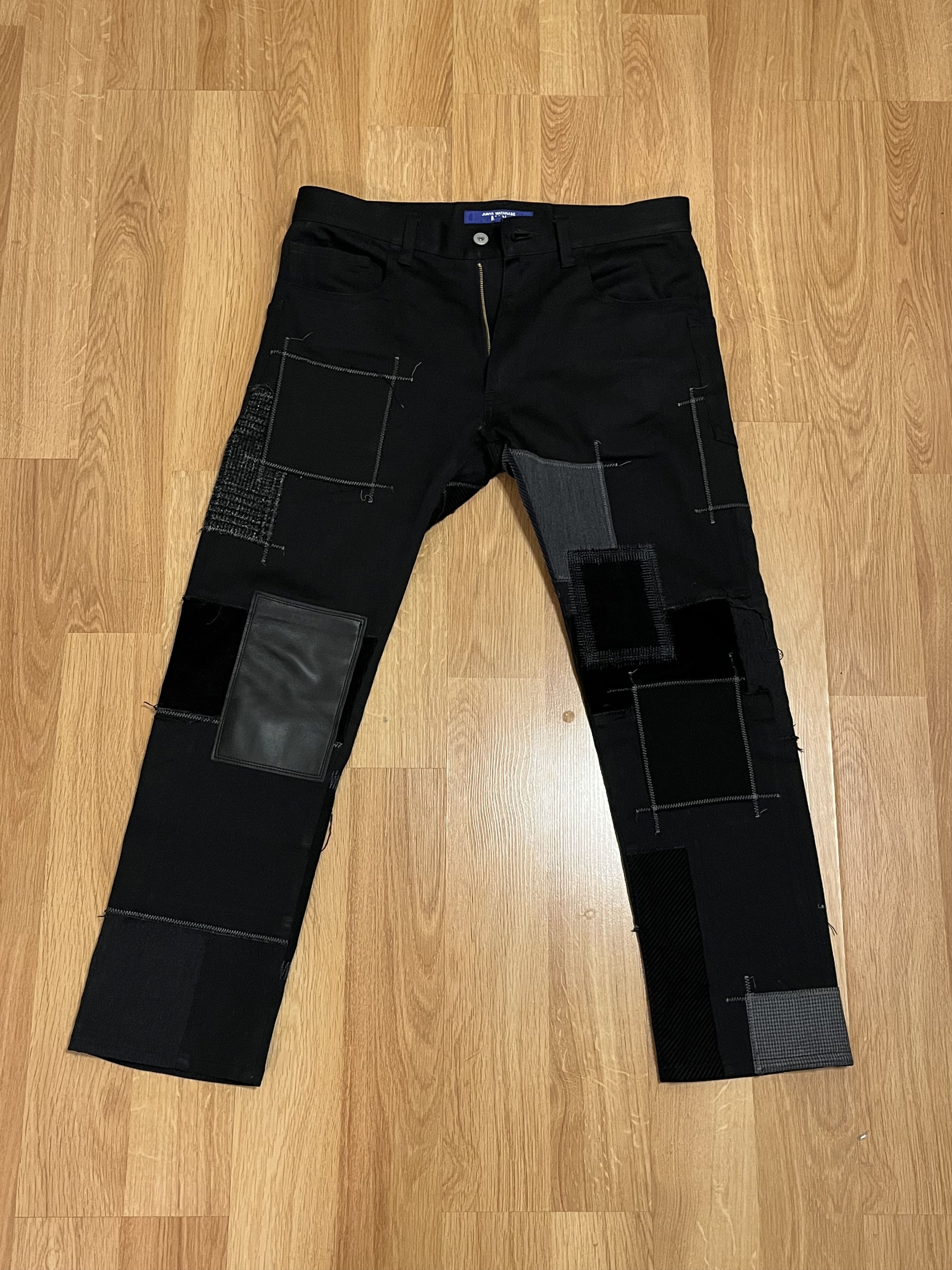 image of Junya Watanabe Man Black Patchwork Pants, Men's (Size 30)