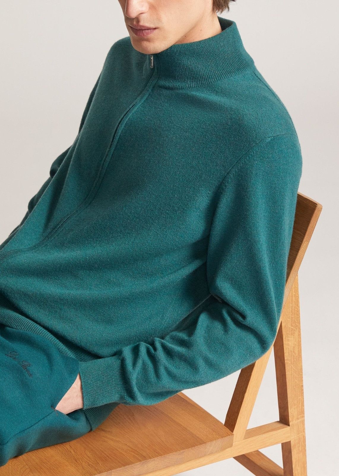o1loc1c0124 Plain-knit Bomber Jacket in Green