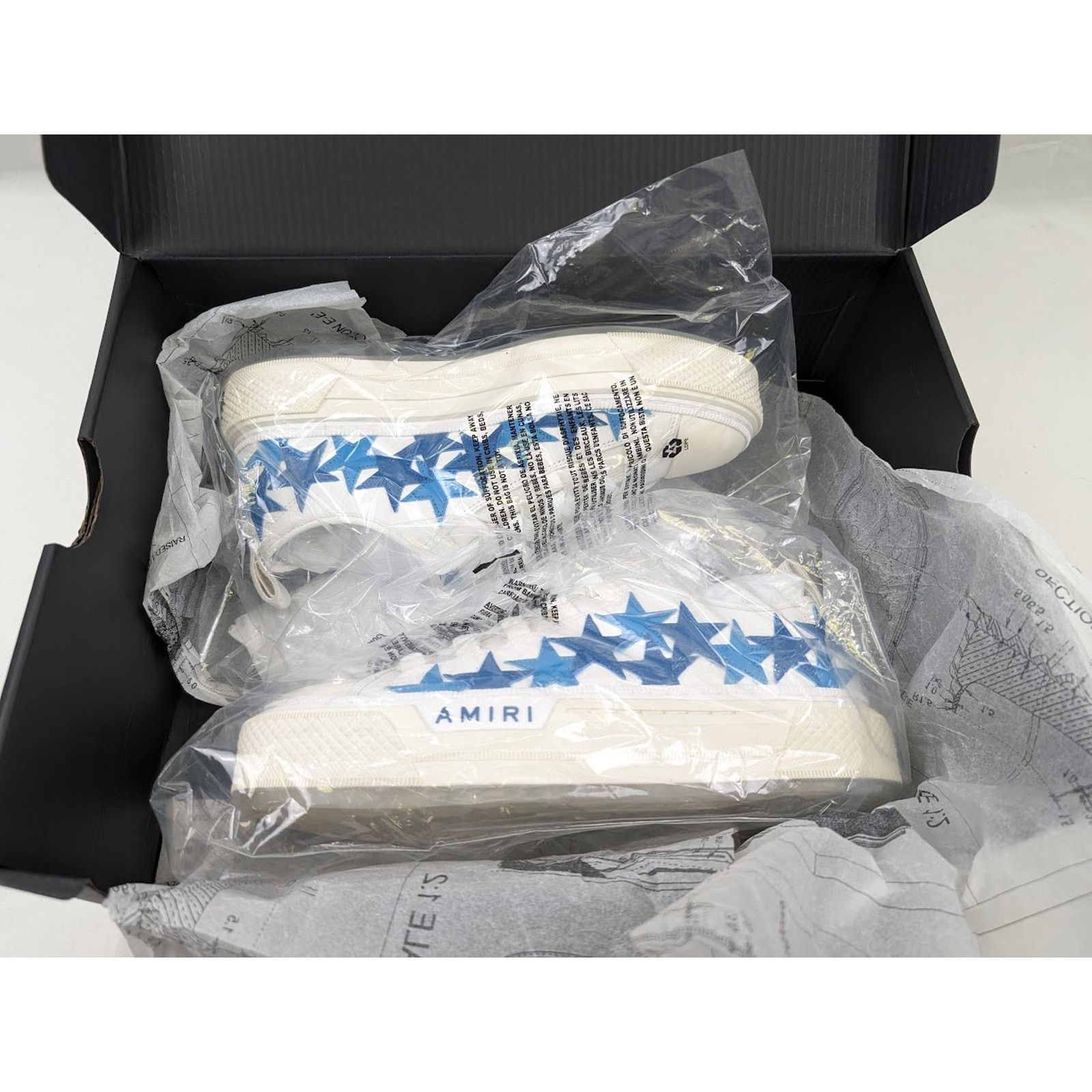 Amiri o1rshd1 Stars Court Low-Top Sneakers in Blue Size US 11 / EU 44 - 20 Thumbnail