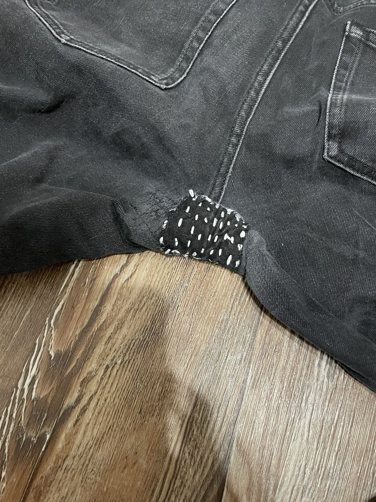 Everlane The Slim Jean Black Denim Boro Sashiko Stitch Patchwork Size US 30 / EU 46 - 7 Thumbnail