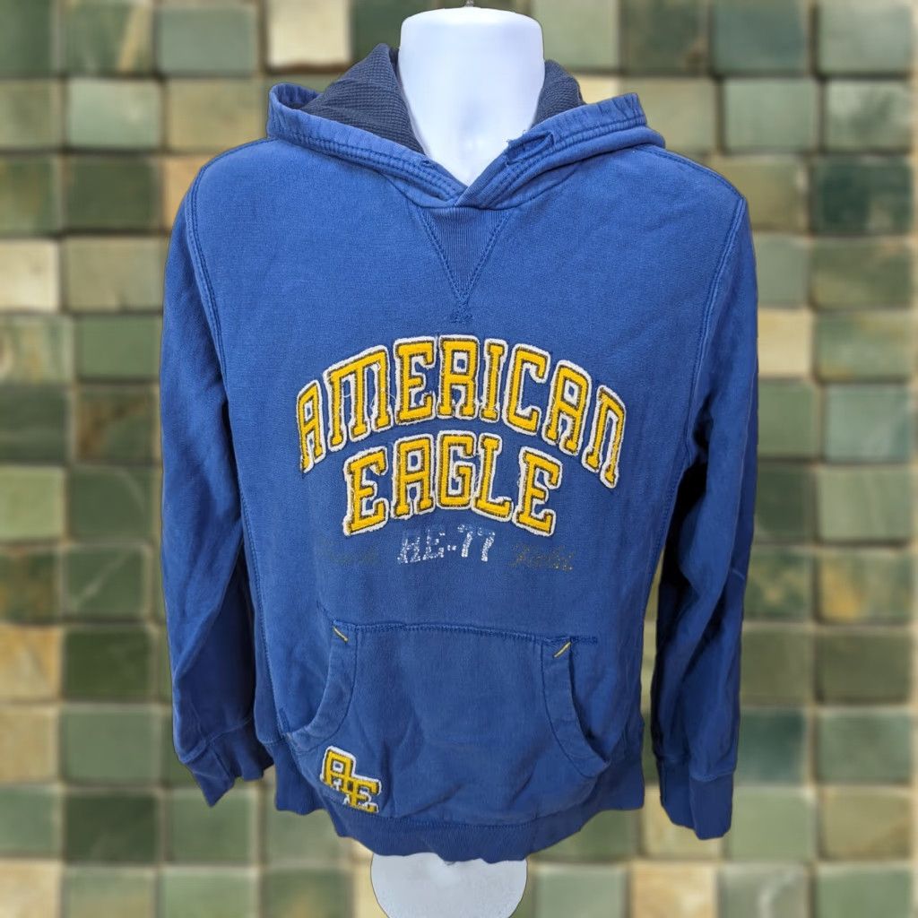 Vintage American Eagle Hoodie Pullover Sweatshirt Blue Embroidered Size L Mens Size US L / EU 52-54 / 3 - 1 Thumbnail
