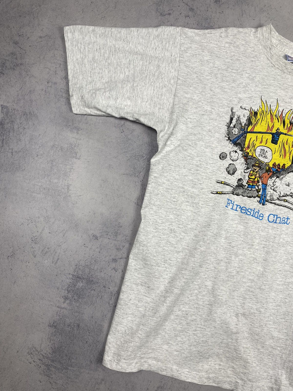 Vintage Vintage 90s Fireside Chat Humor Tee Made In USA Size US XL / EU 56 / 4 - 3 Thumbnail