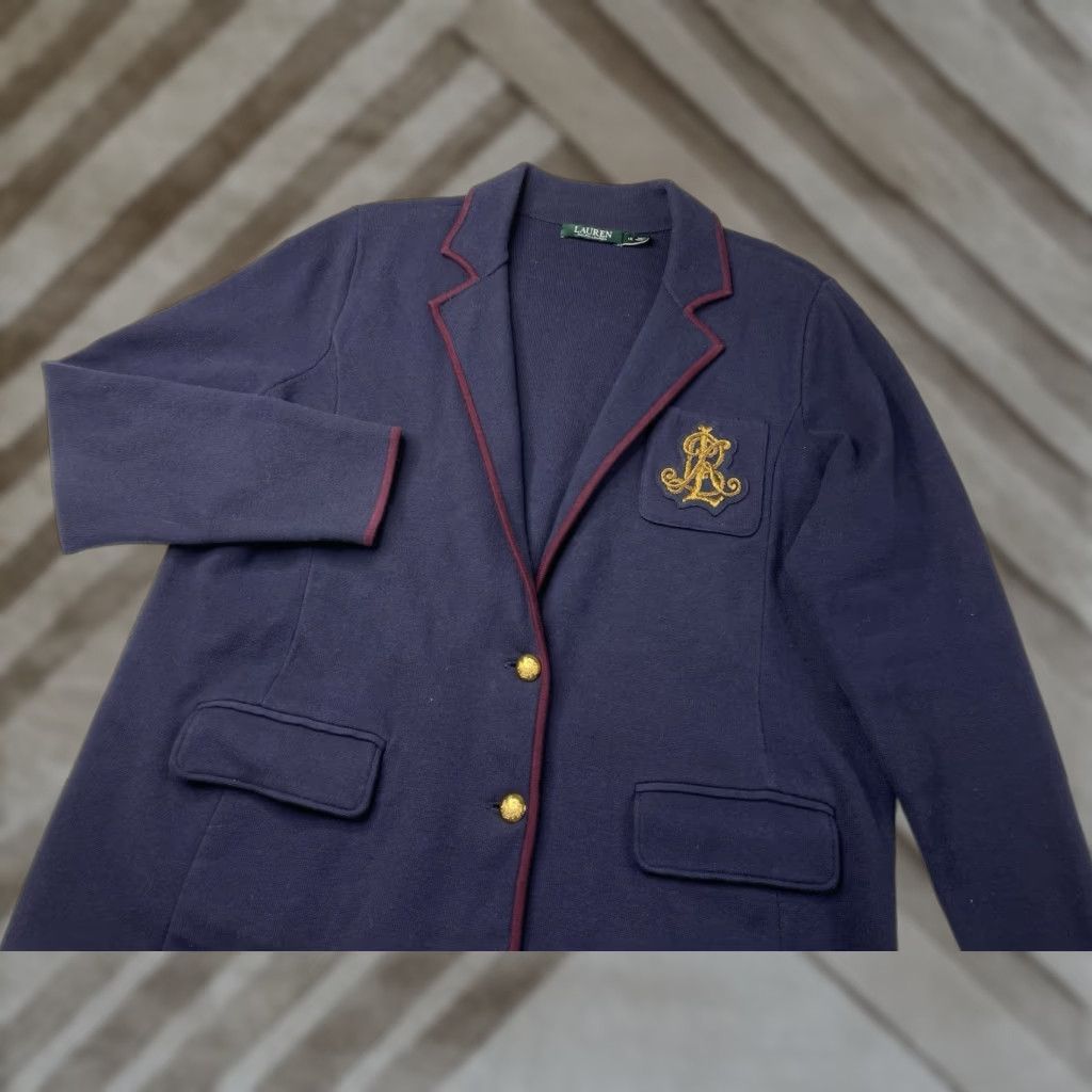 Ralph Lauren VINTAGE Lauren Ralph Lauren Bullion Crest Blazer 1X Women Navy Gold Buttons Blazer Mens Womens? Size XL / US 12-14 / IT 48-50 - 1 Thumbnail