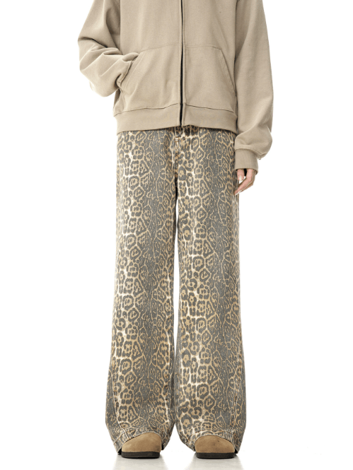 Japanese Brand × Jean American leopard retro wide-leg casual straight loose jeans Size US 32 / EU 48 - 1 Thumbnail